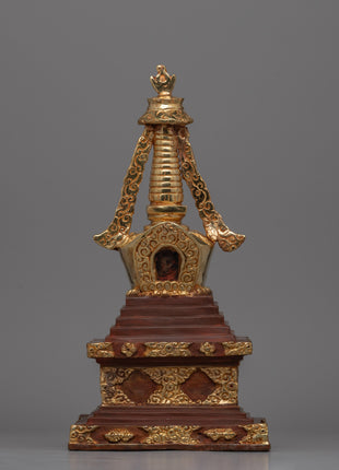 Buddhist Stupa with gold-plated copper and bronze