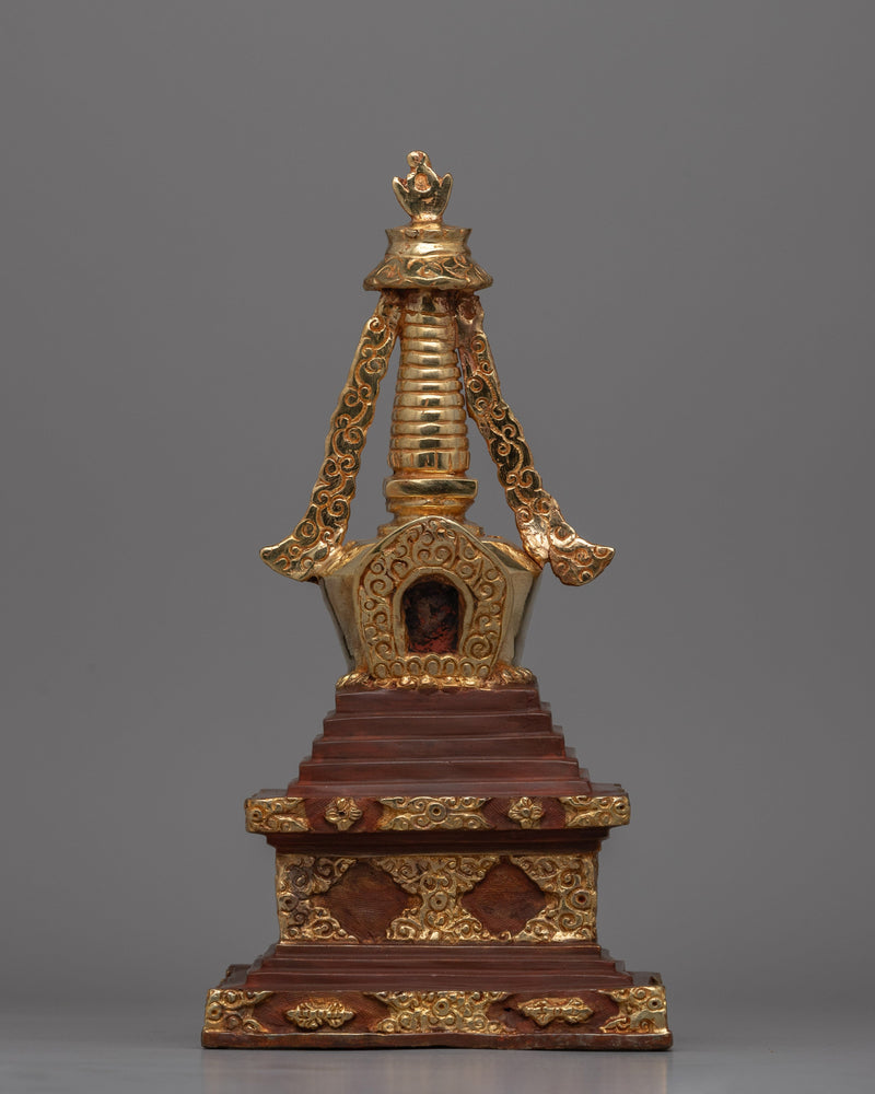 Buddhist Stupa with gold-plated copper and bronze