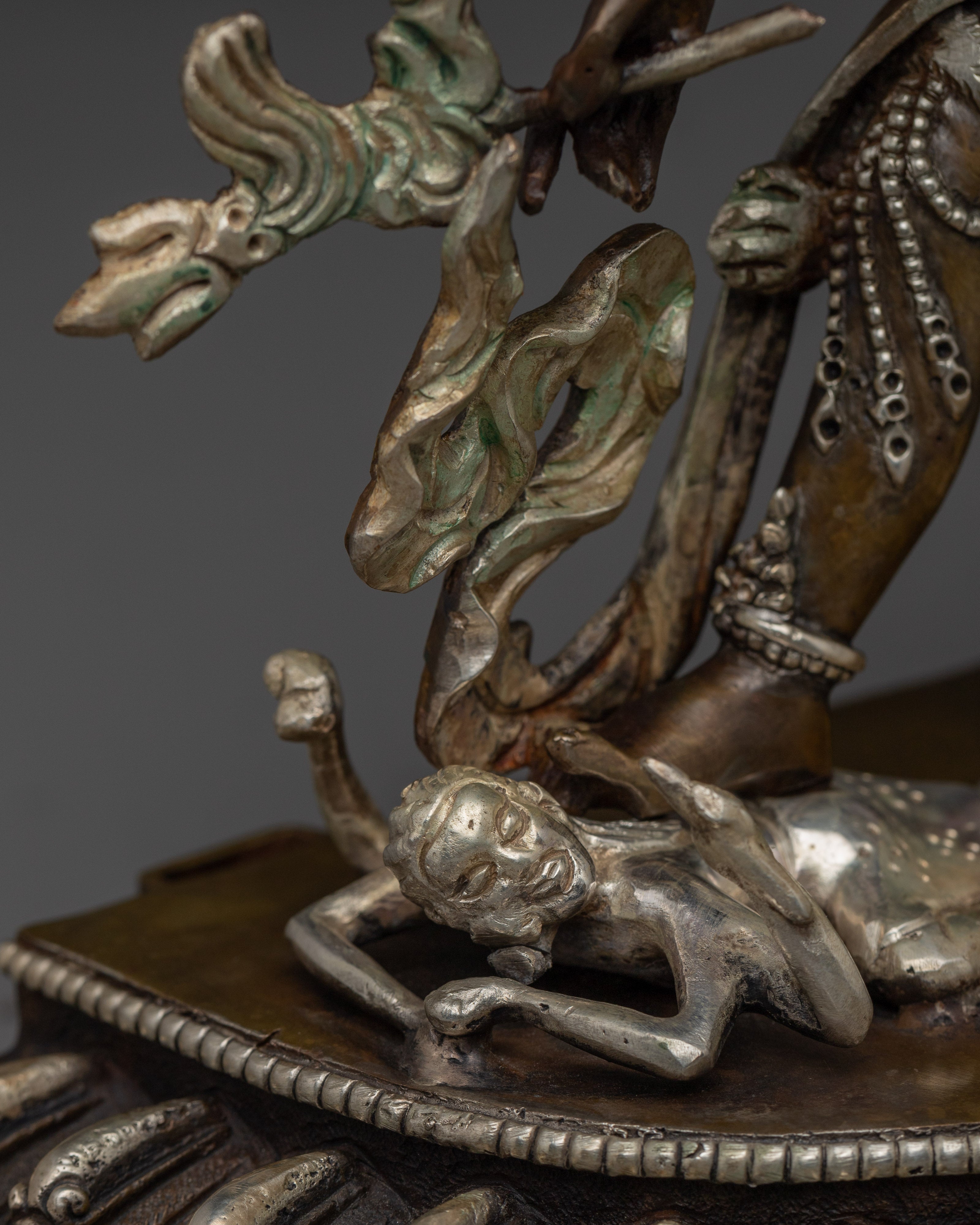 Silver-Plated Chakrasamvara Statue With Consort | Tibetan Art for Ritual Practice