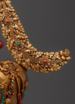 Spiritual Meditation Stupa | Copper & Gold-Plated Tibetan Relic