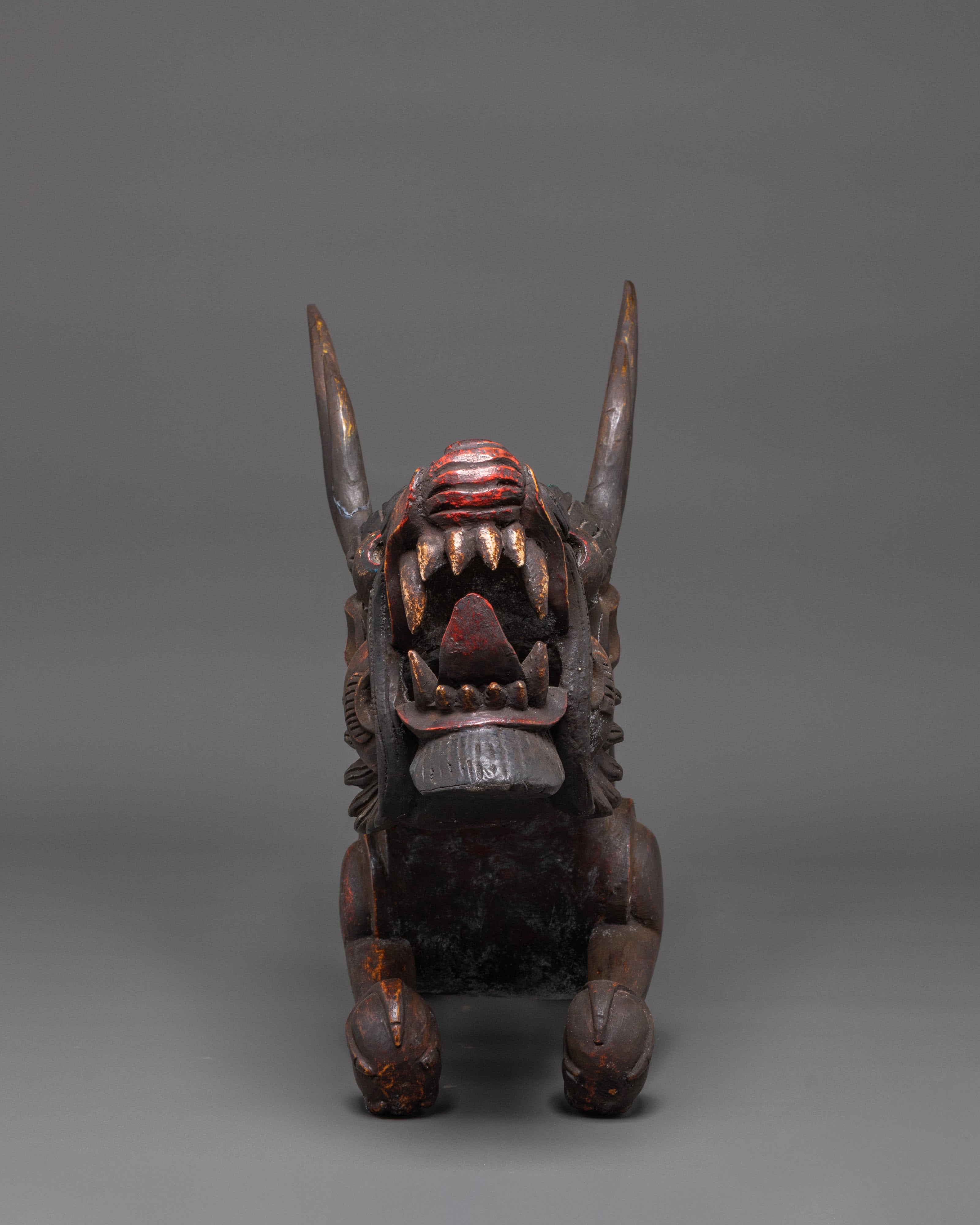Tibetan Dragon Wooden Sculpture | Symbol of Strength and Prosperity