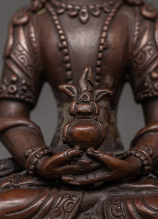 Amitayus Statue in Oxidized Copper | Spiritual Decor