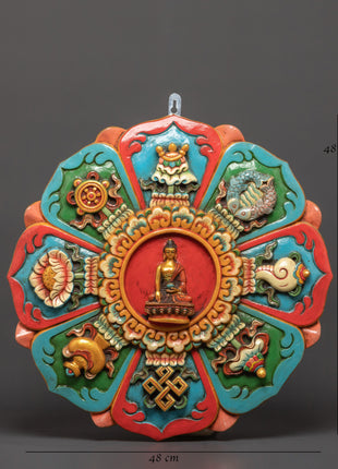 Shakyamuni Buddha Wall Hanging with Auspicious Symbols | The Awakened One