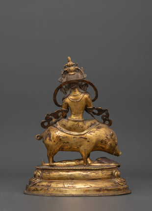 Antique Gold Marichi Statue | Gold-Plated Copper Deity