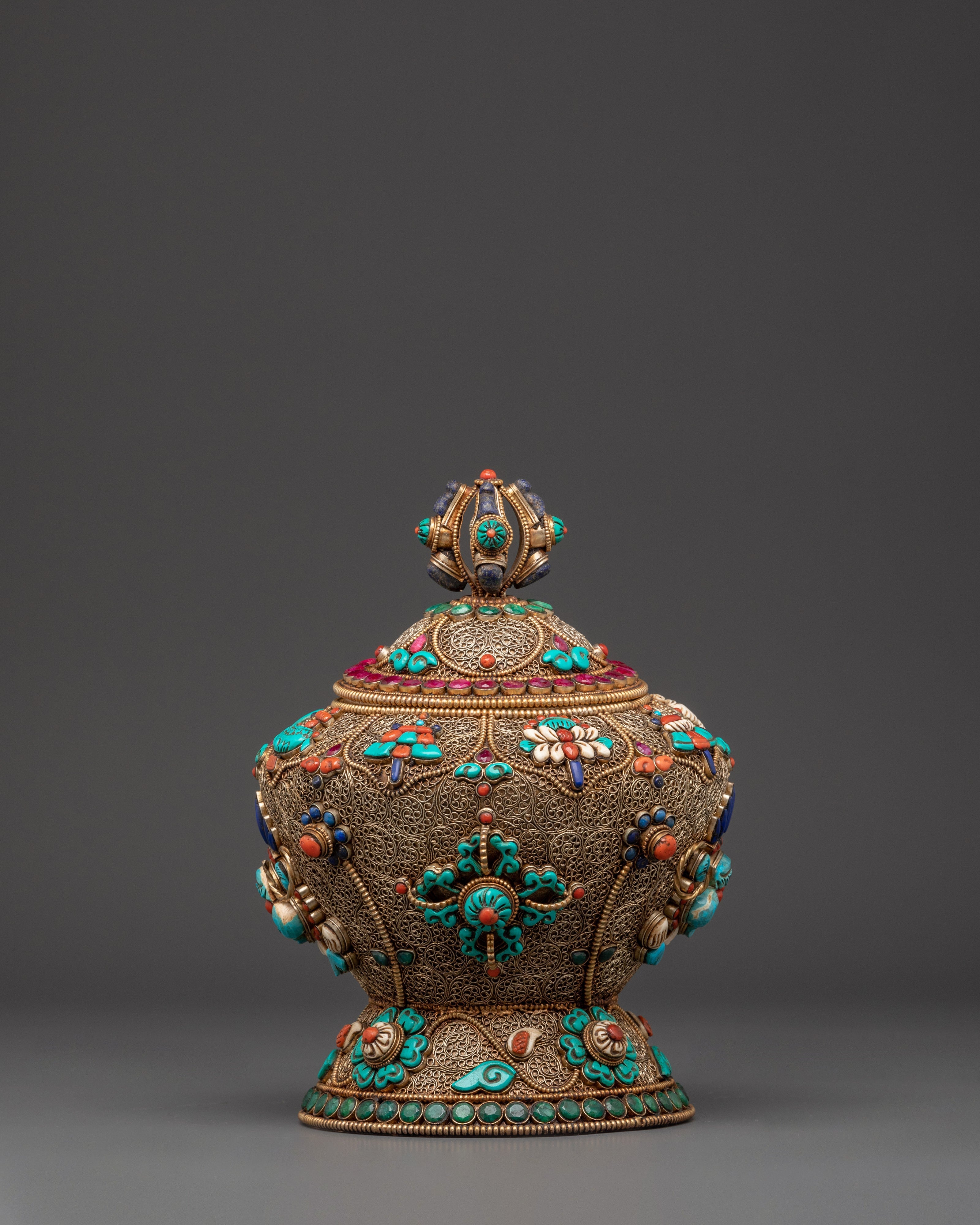 Tibetan Ceremonial Item Dhupur Rice Pot Set | Handcrafted Copper Ritual Offering