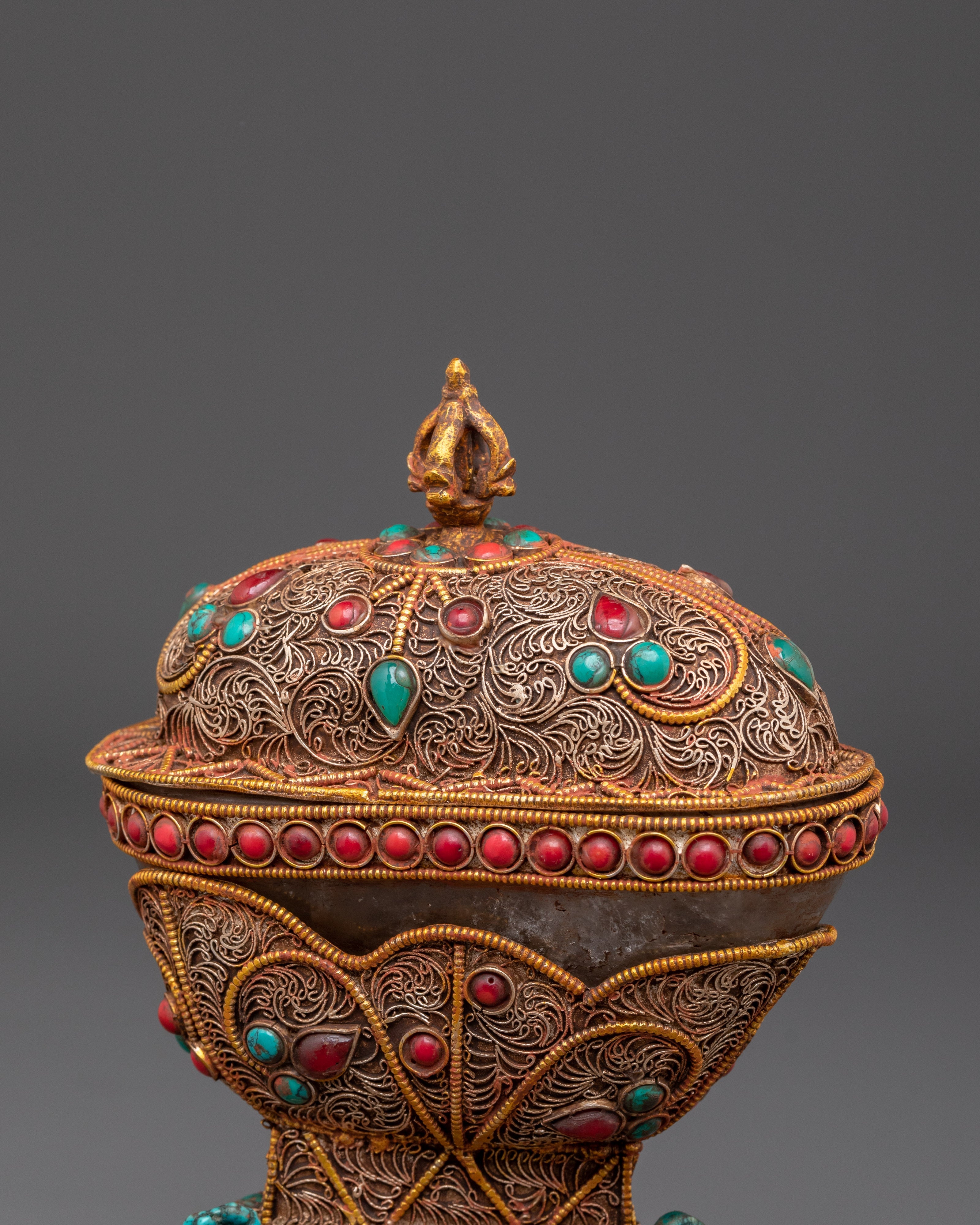 Spiritual Kapala Offering Cup | Handcrafted Buddhist Ritual Vessel