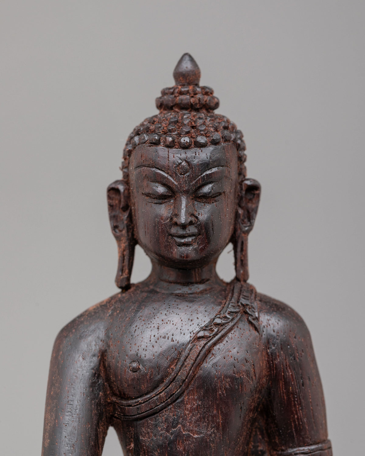Himalayan Siddhartha Gautama Sculpture | Hand Carved Wooden Shakyamuni Buddha