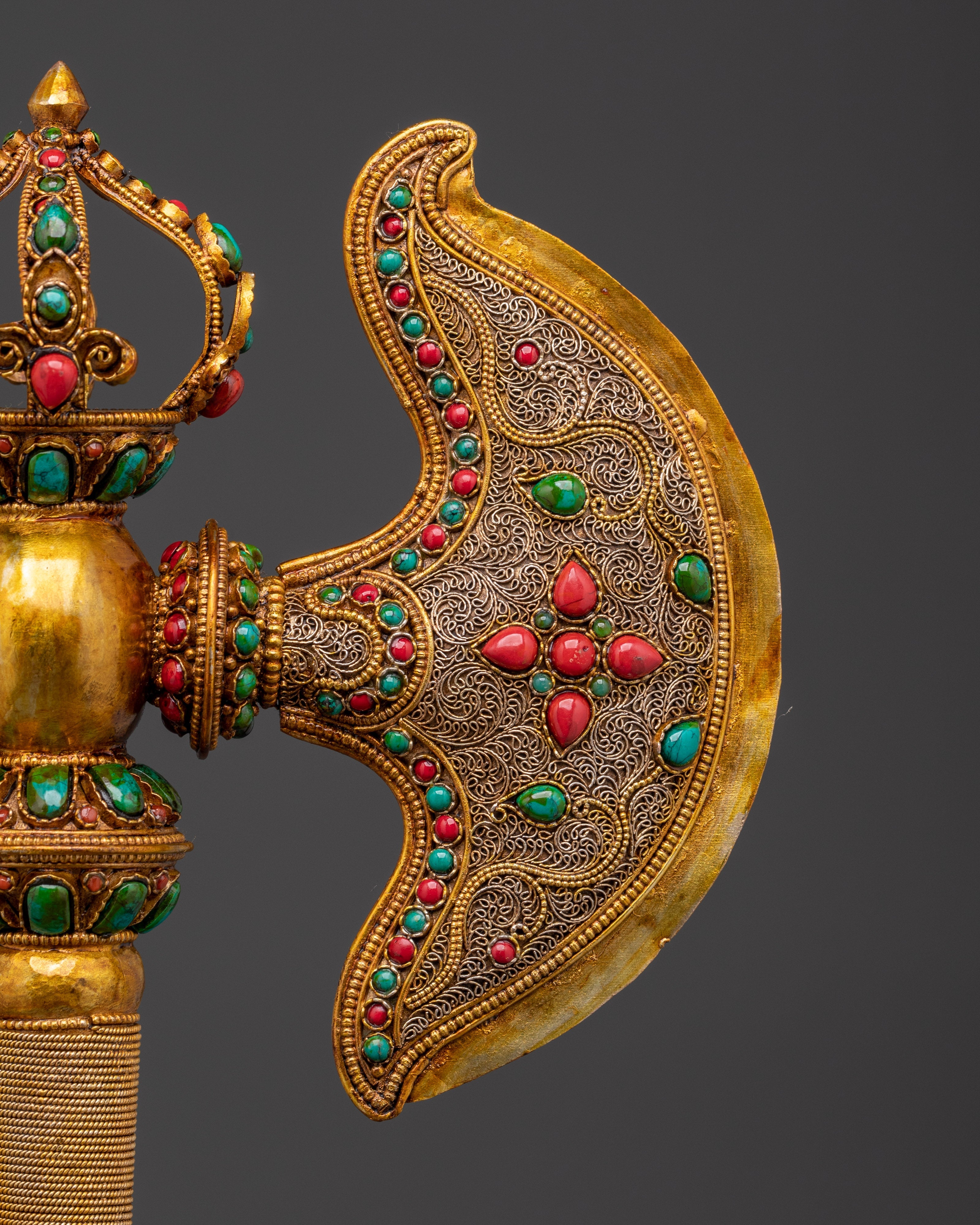 Handmade Copper Axe for Ritual Ceremonies | Gold Plated Sacred Ritual Tool