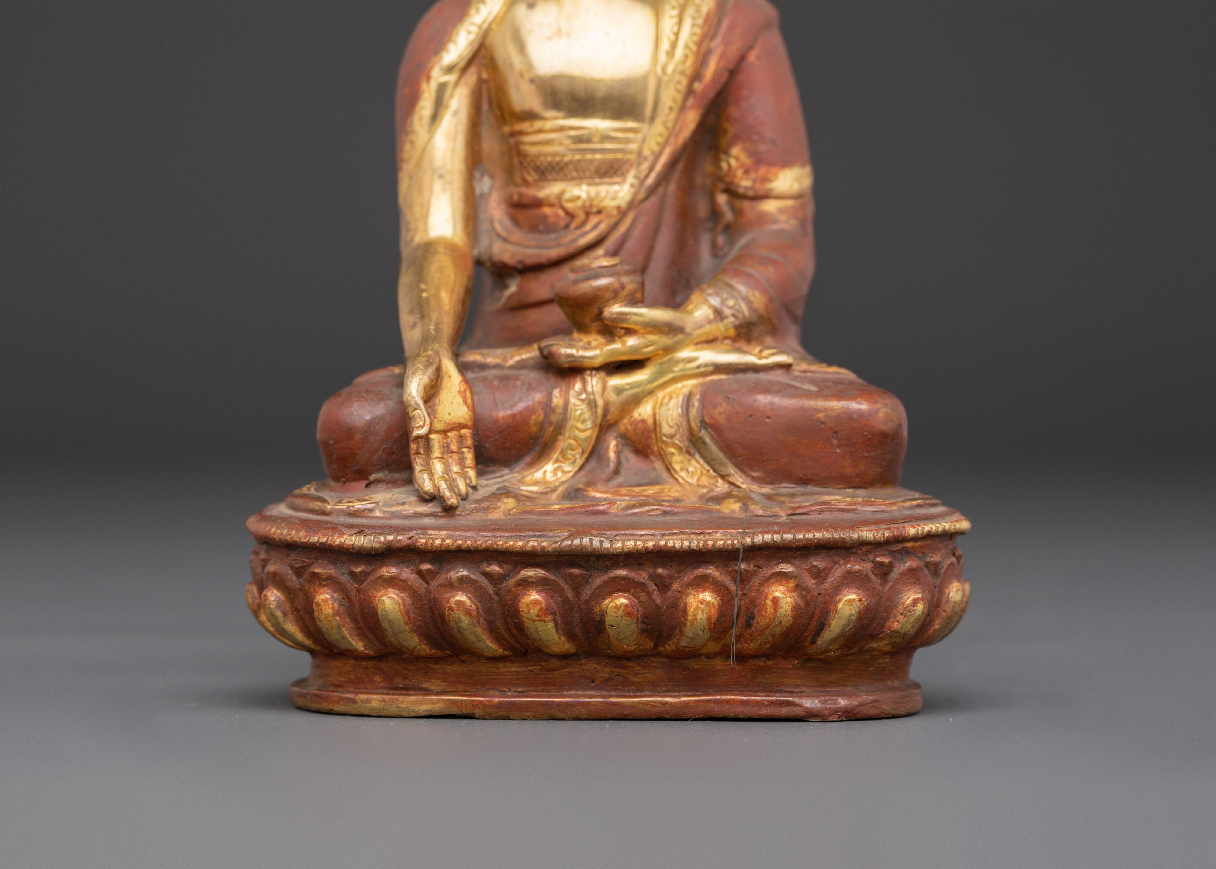 Tibetan Ratnasambhava Sculpture | Copper, Gold Plated Buddhist Icon