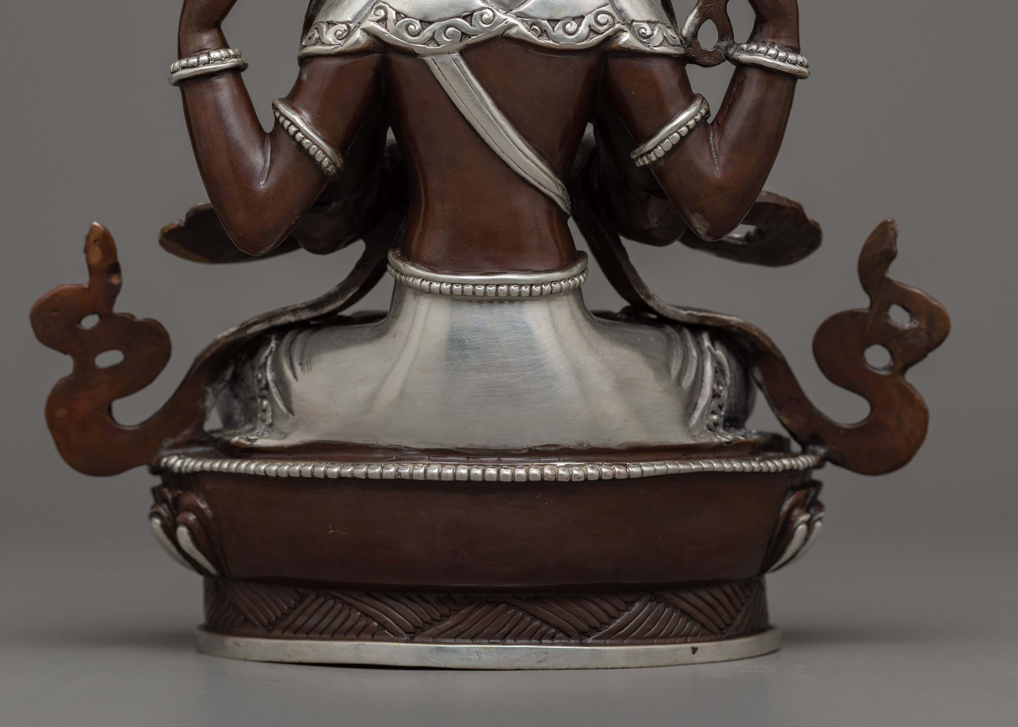 Silver-Plated Lord Chenresi Statue | Compassion Embodied Buddha