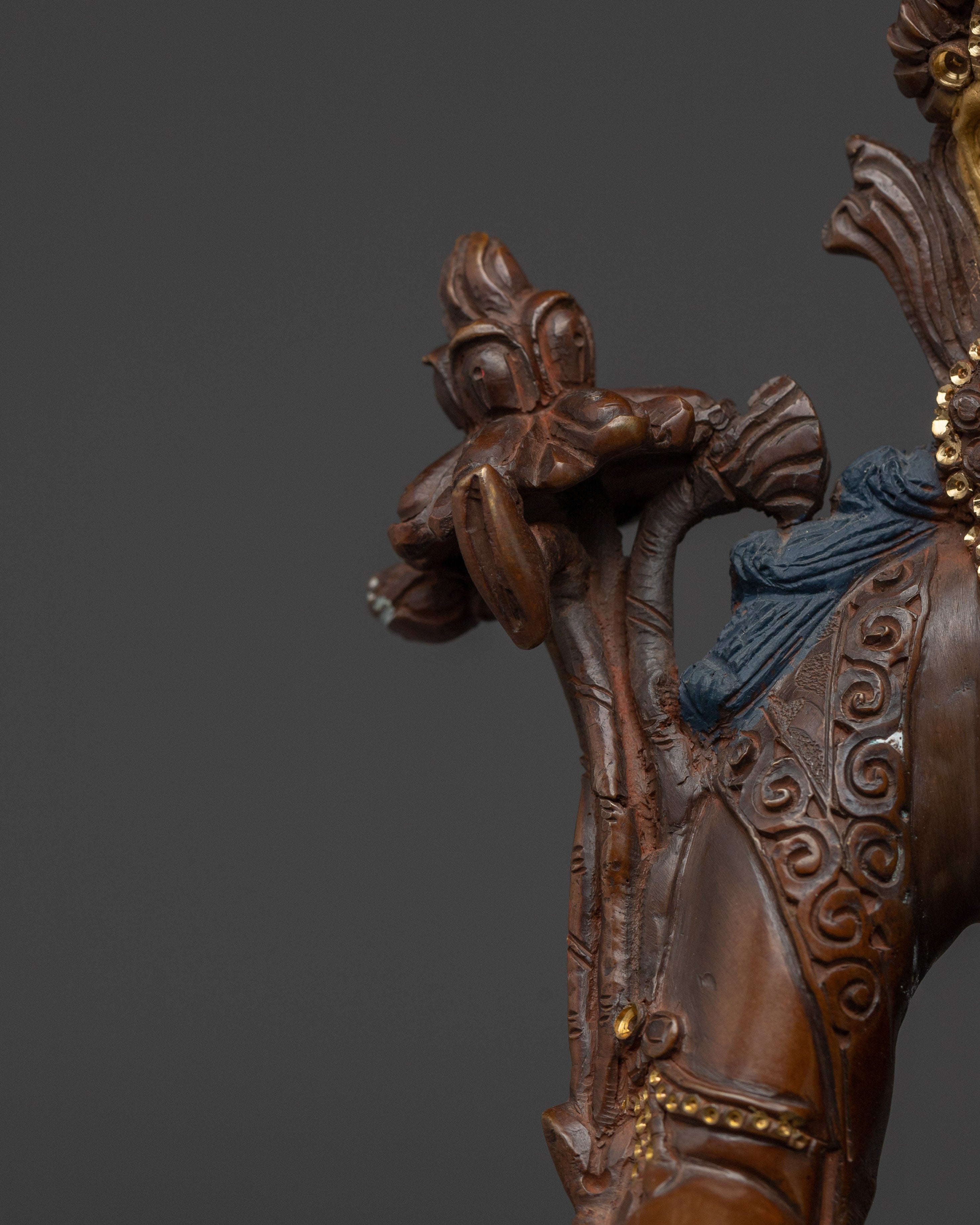Handcrafted White Tara Copper Female Deity | Oxidized Copper with Acrylic Paint