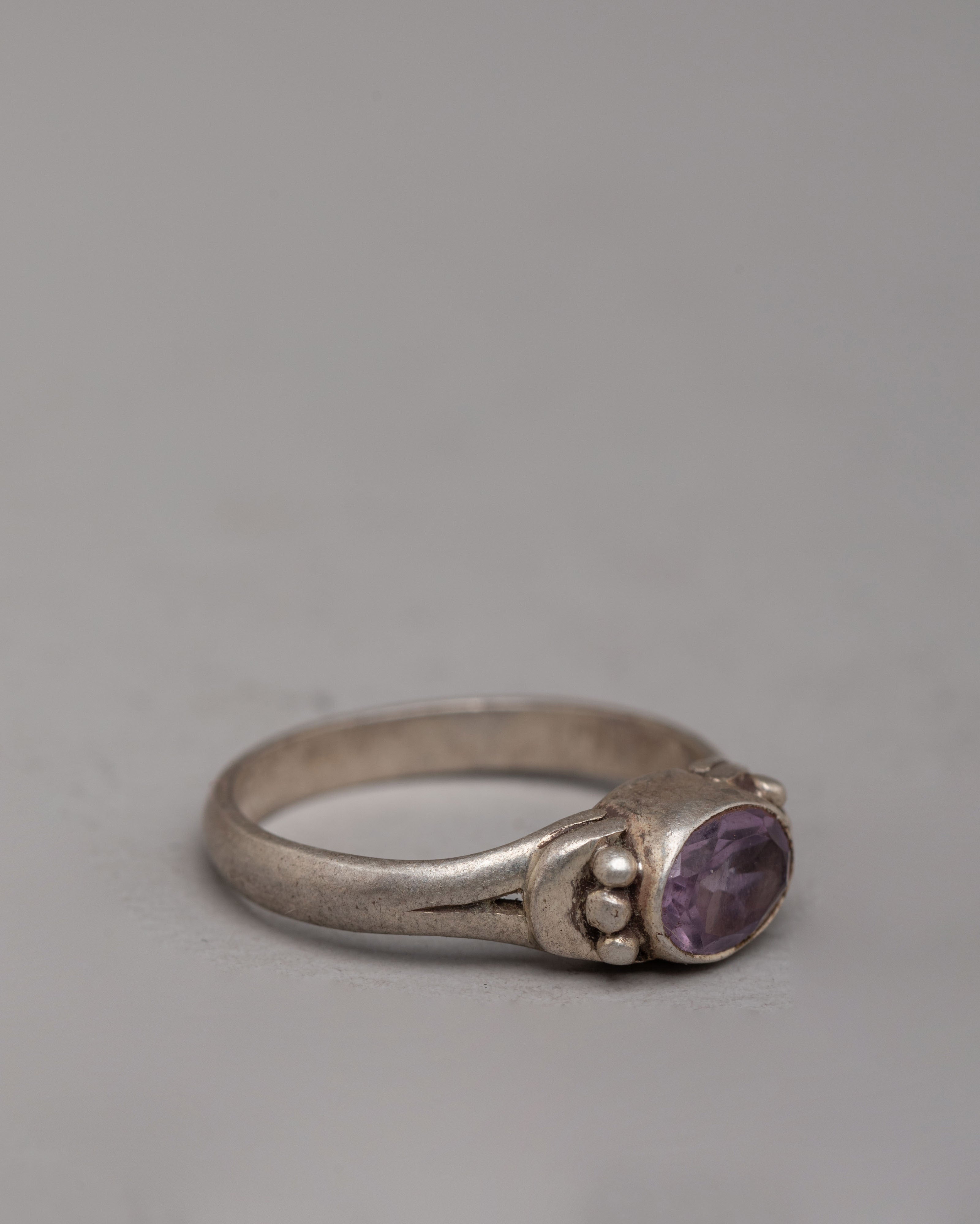 Natural Stone Zircon Ring | Artisan Silver Ring