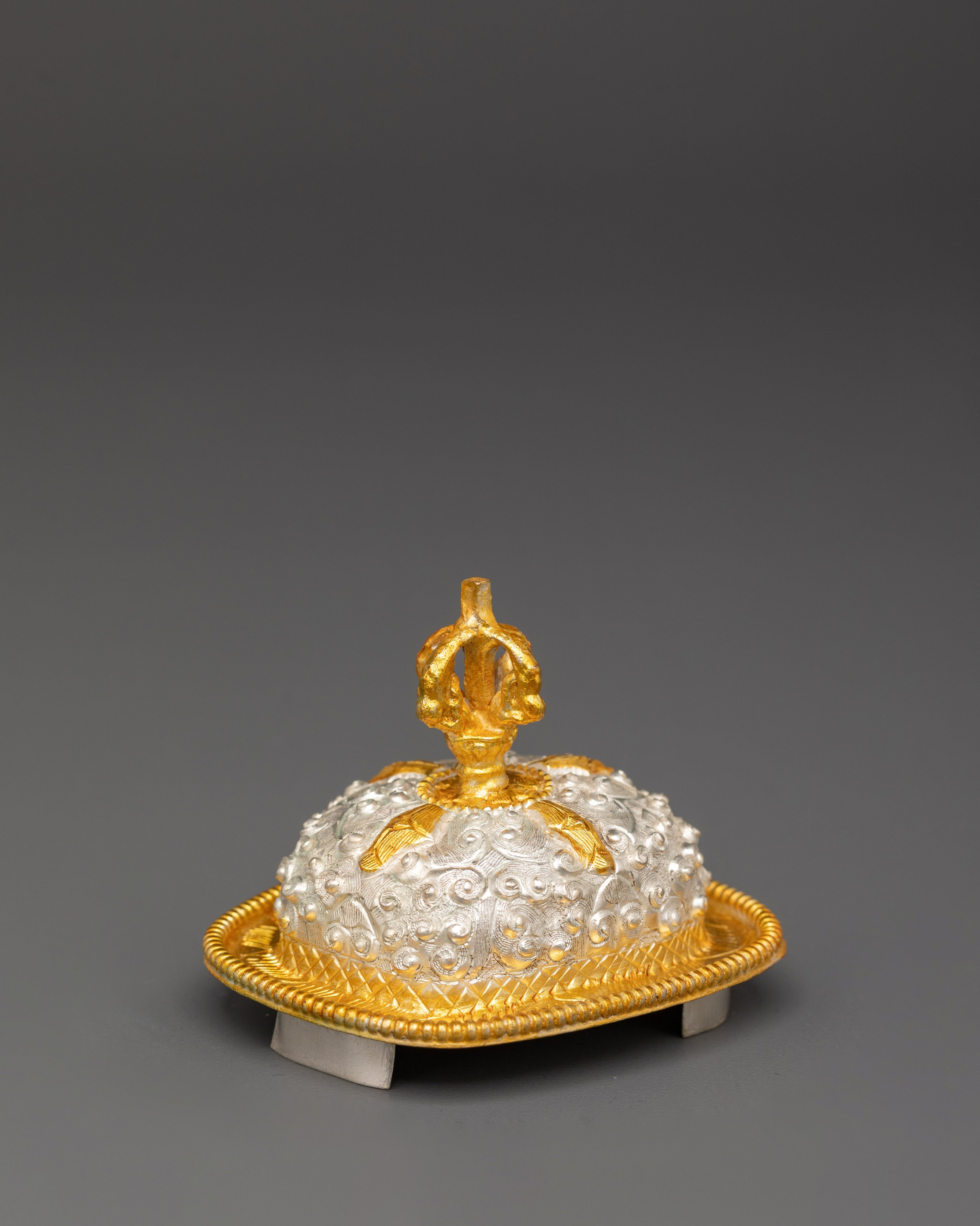 Ceremonial Kapala Vessel | Gold and Silver Plated Buddhist Ritual Bowl