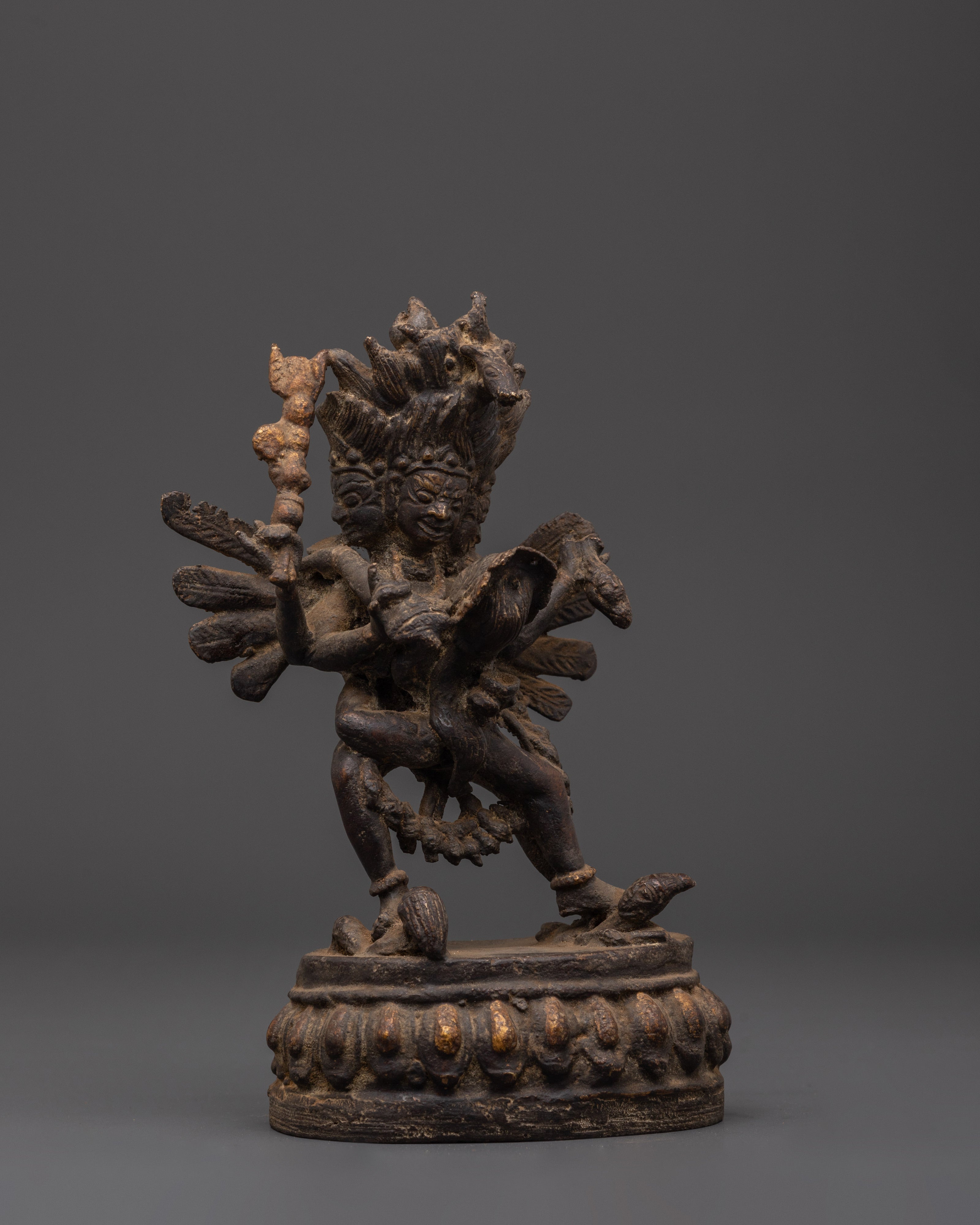 Handmade Hayagriva Yab-Yum Sculpture | Oxidized Copper Buddhist Statue