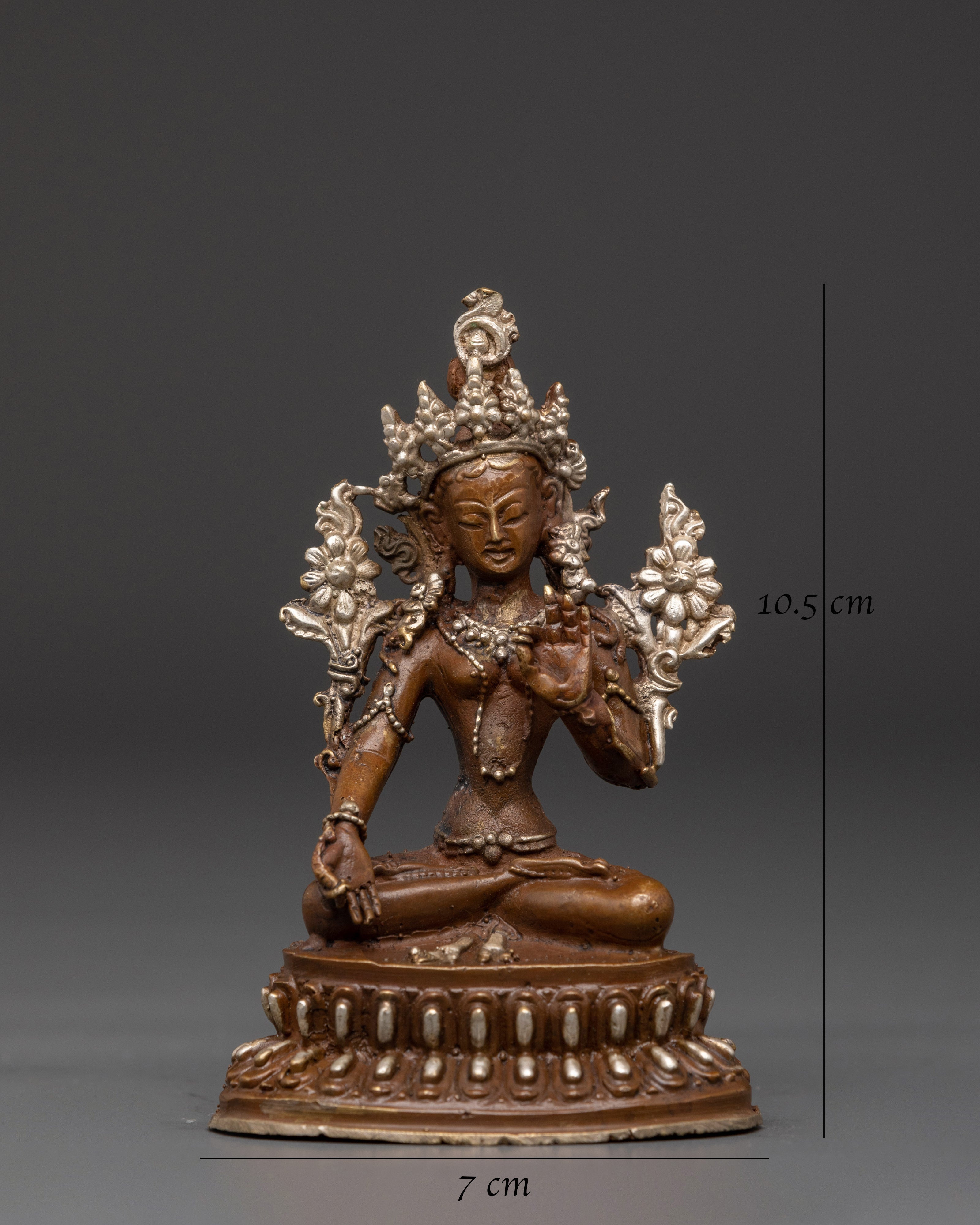 White Tara Compassionate Buddhist Goddess | Oxidized Copper Silver Plated Statue