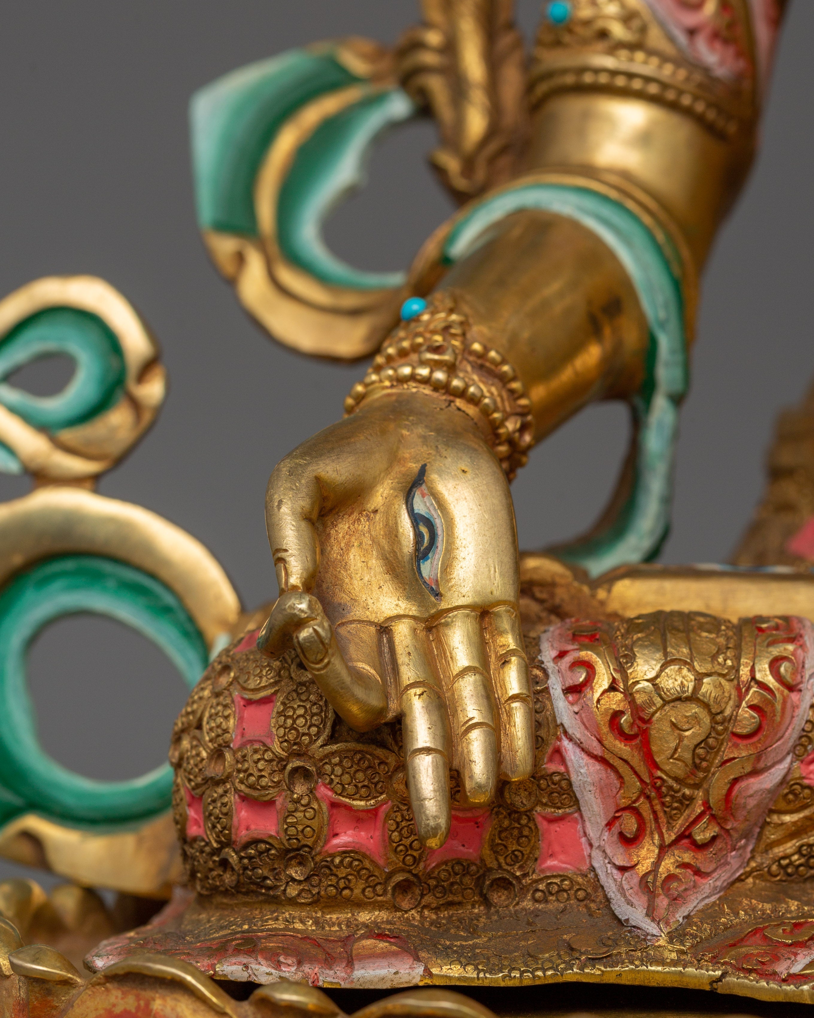 Golden Goddess White Tara Statue | Seven Eyes Deity