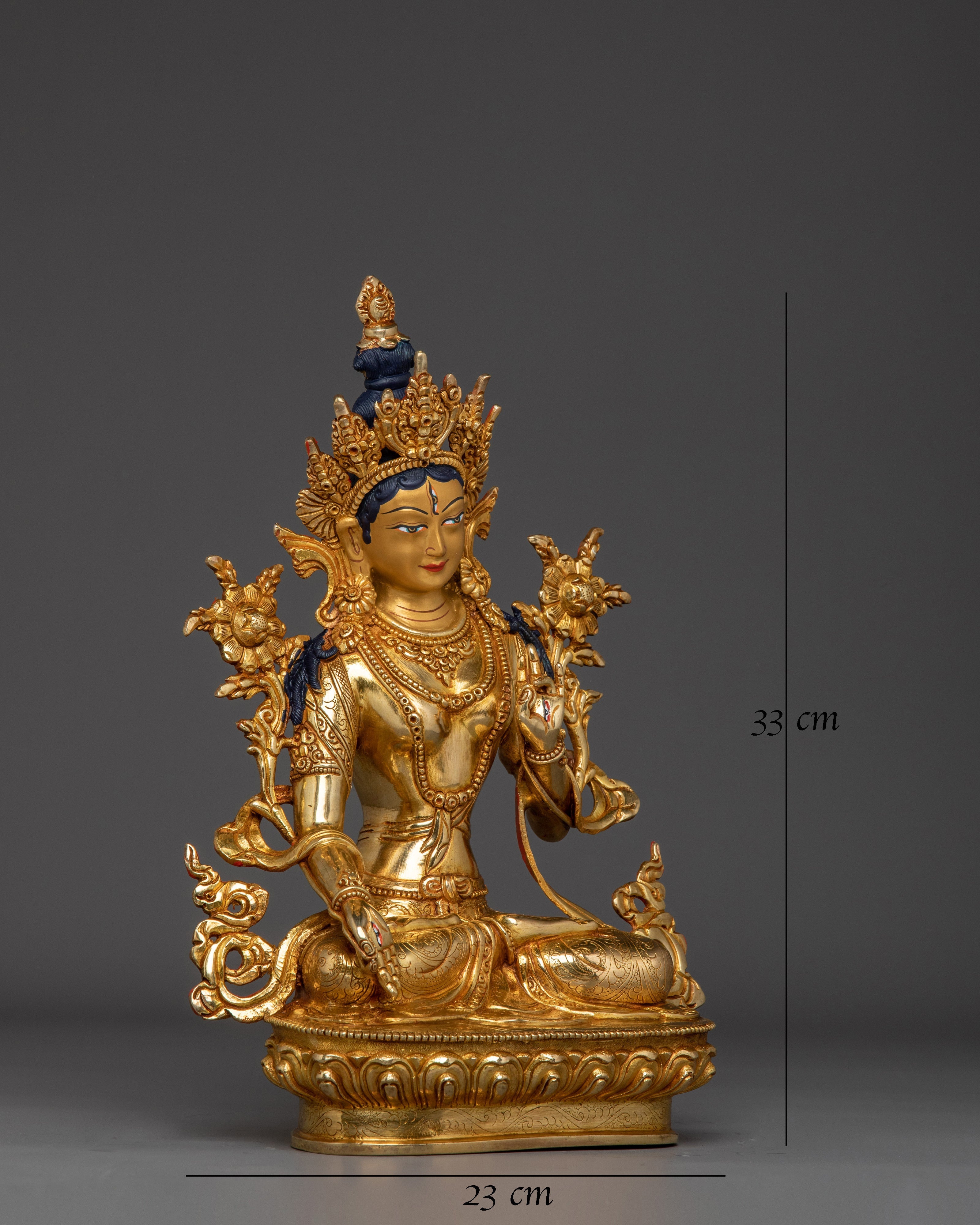24K Gold Gilded White Tara Statue 