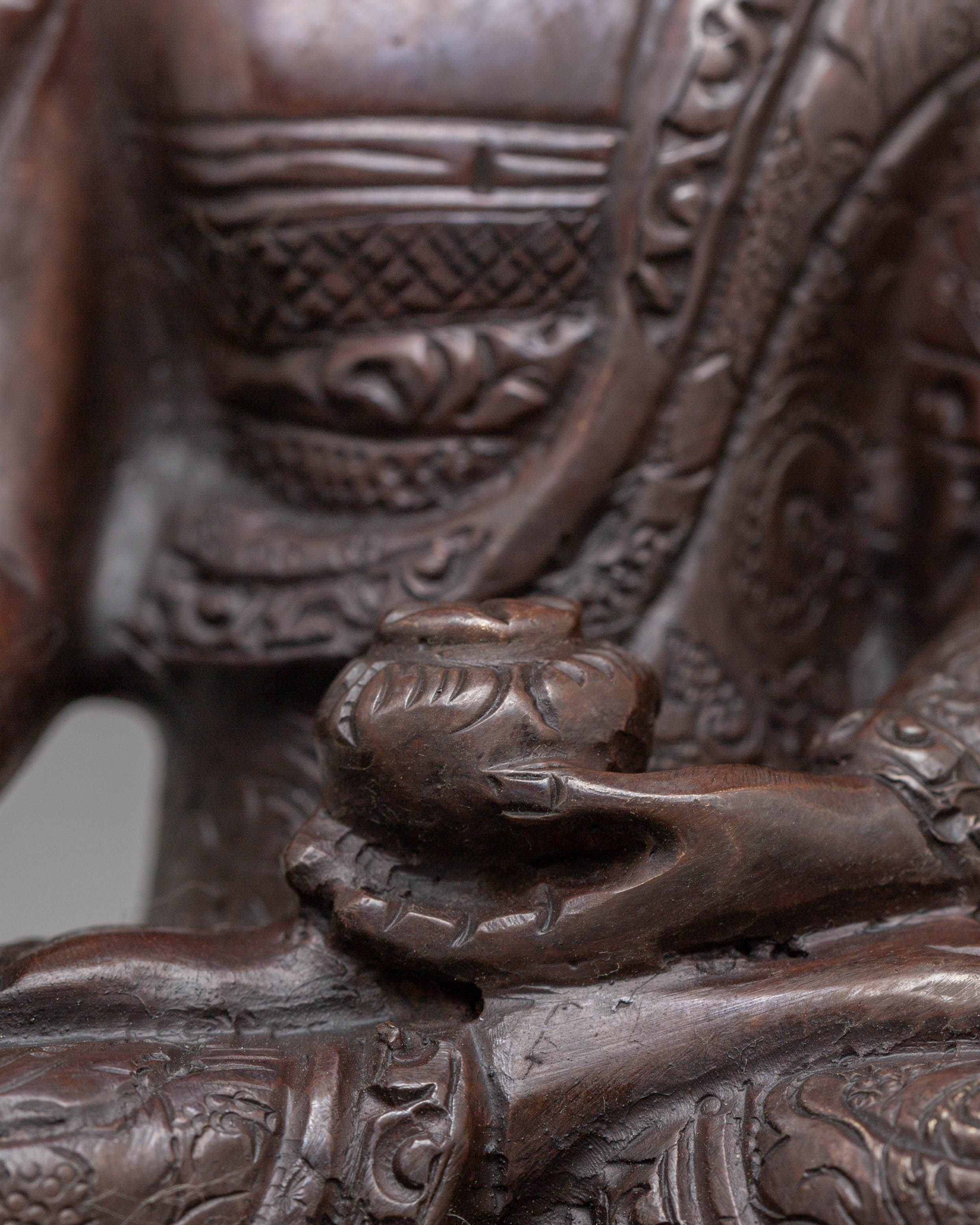 Oxidized Handcrafted Ratnasambhava Statue | Peaceful Jewel-Born Buddha