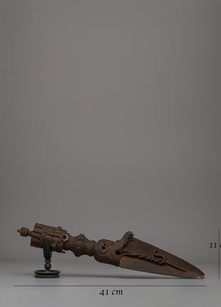 Handcrafted Iron Buddhist Phurba With Stand | A sacred Vajrakila for Spiritual Practices