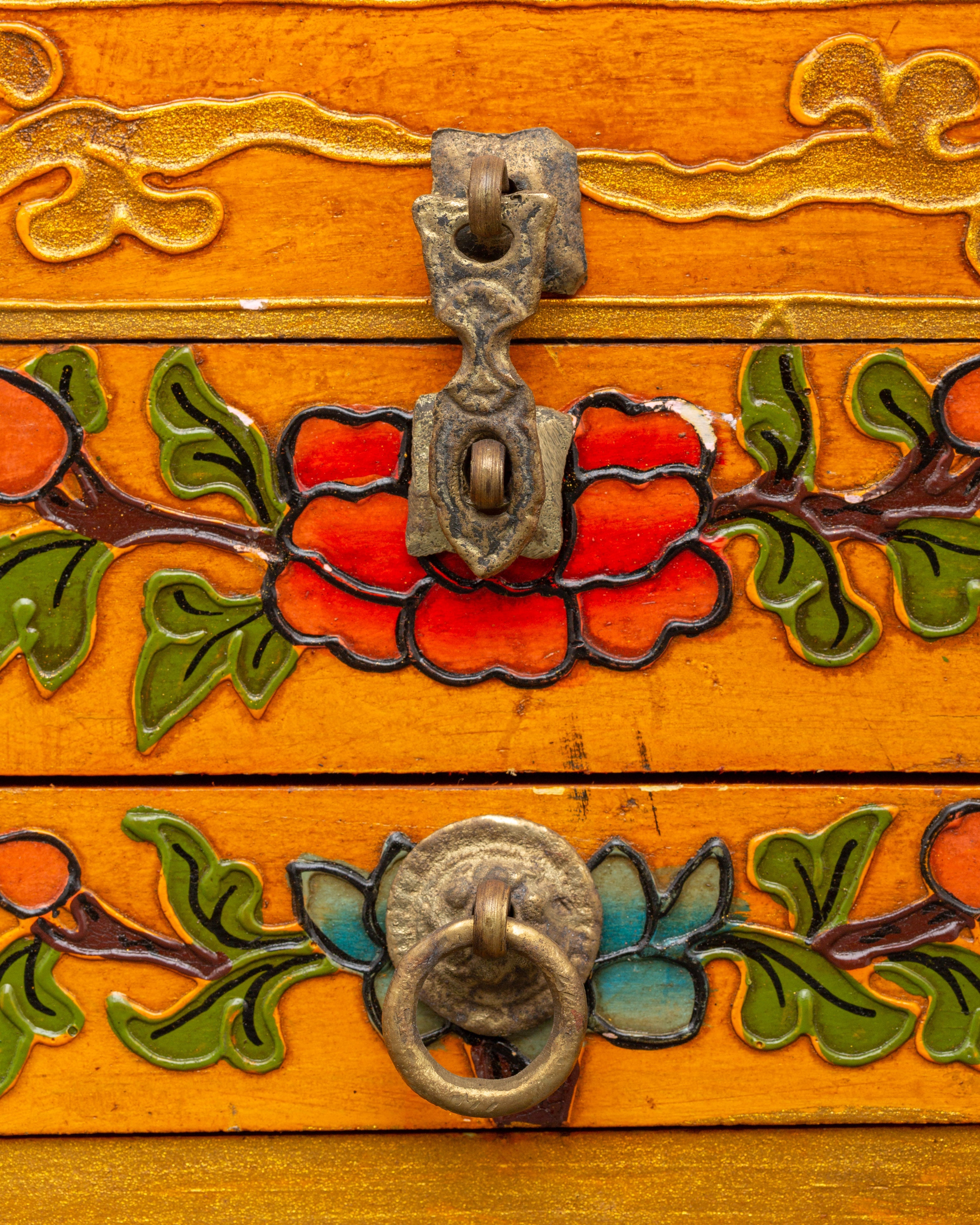 Tibetan Wooden Box with Drawers | Spiritual Storage for Jewelry or Altar Items