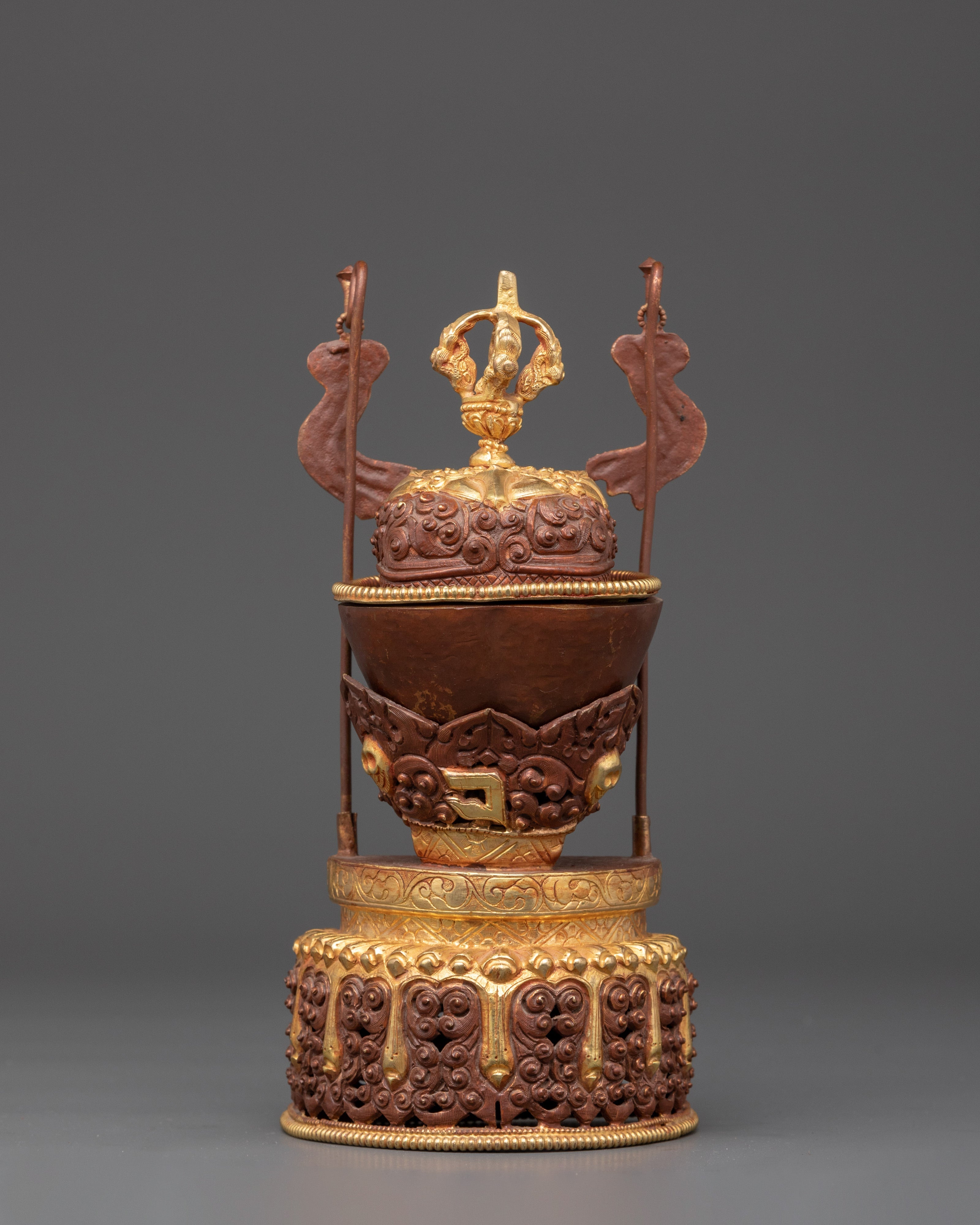 Handcrafted Tibetan Kapala Skull Cup | Buddhist Ritual Offering Vessel