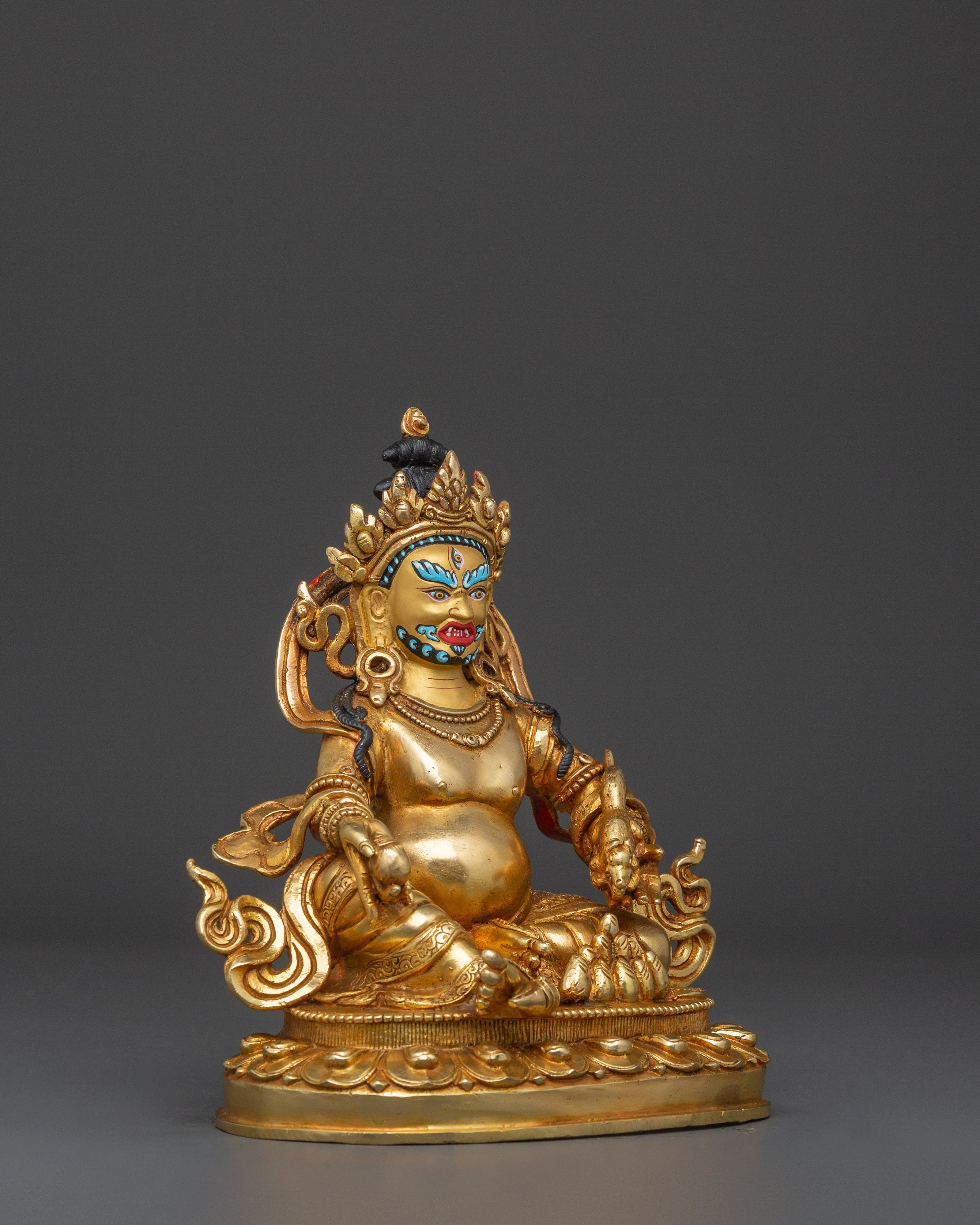 Gold Plated Dzambhala Idol | Copper Body with Gold Plating