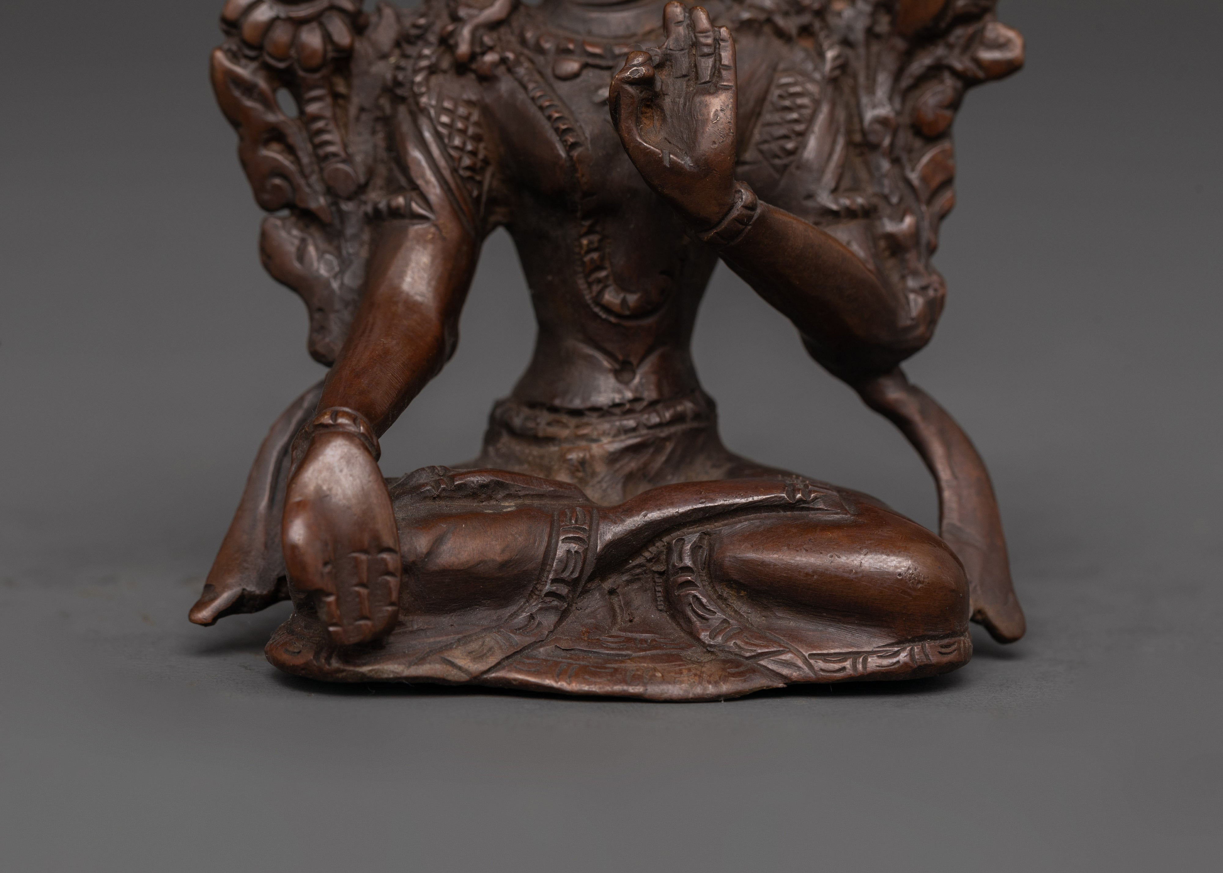 White Tara Longevity Deity Statue | Oxidized Copper Tibetan Deity Figurine