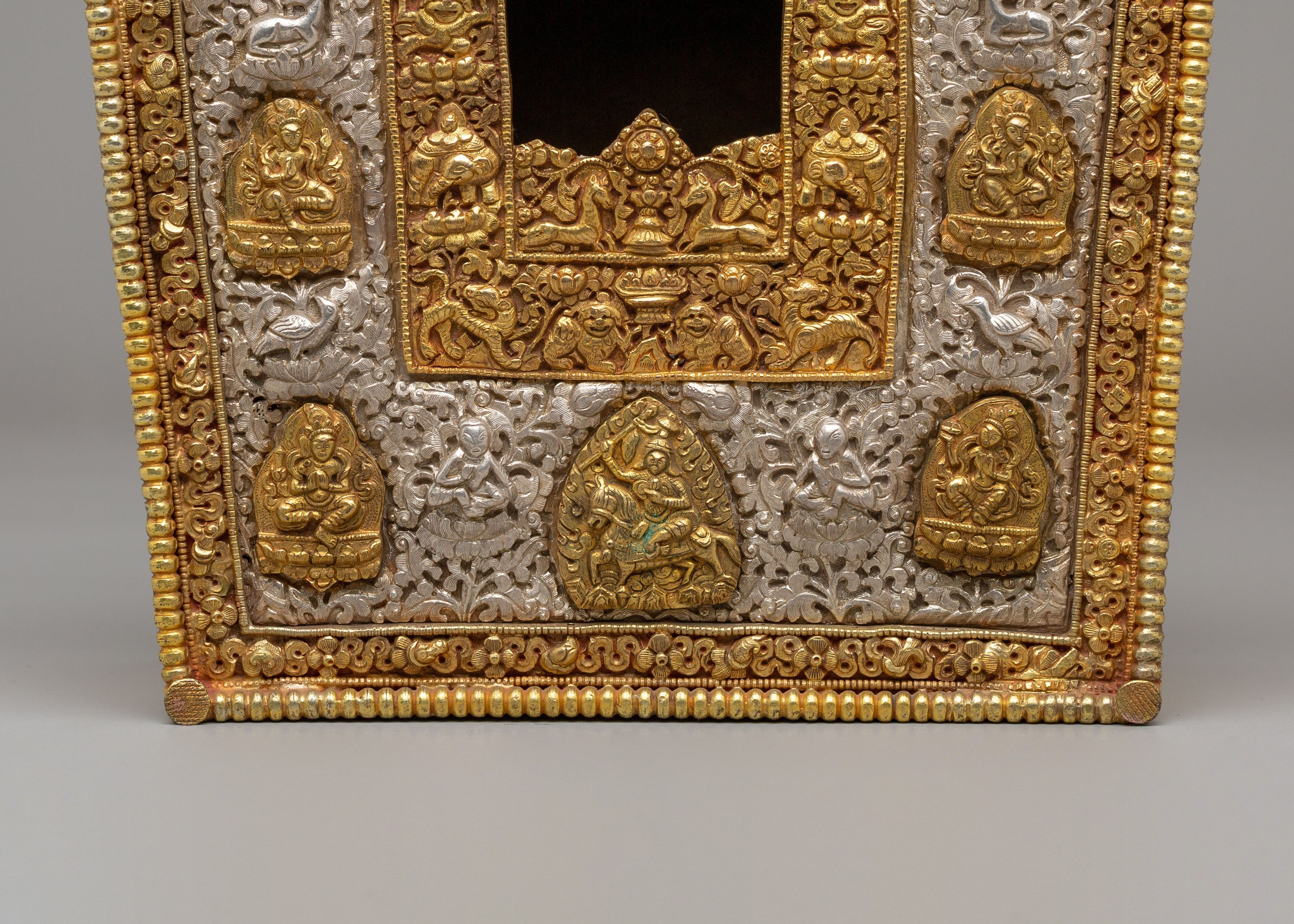 Deities Carved Ghau Box | Himalayan Amulet Box