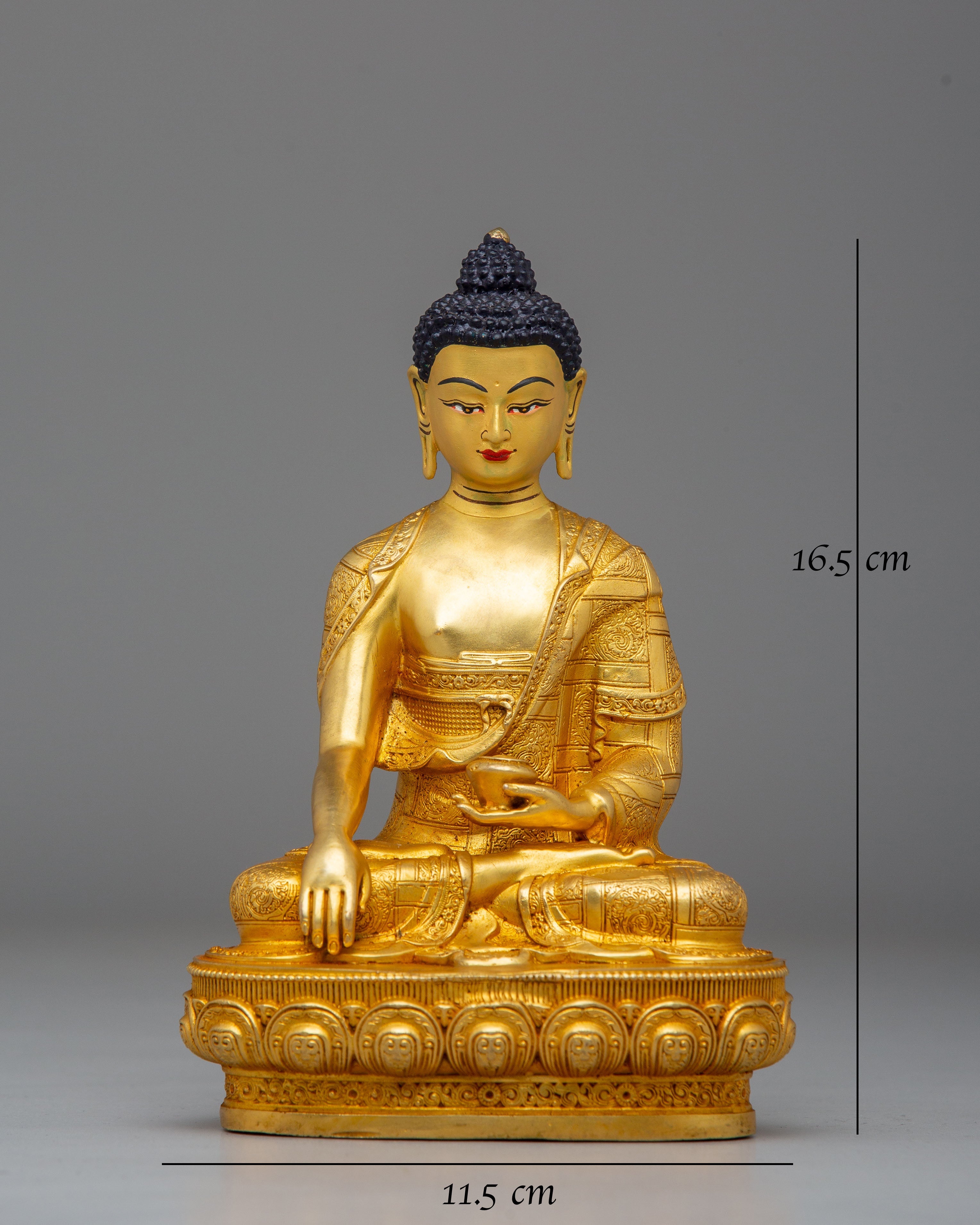 Shakyamuni Buddha Statue of Power and Knowledge | Copper Body with 24K Gold Plating