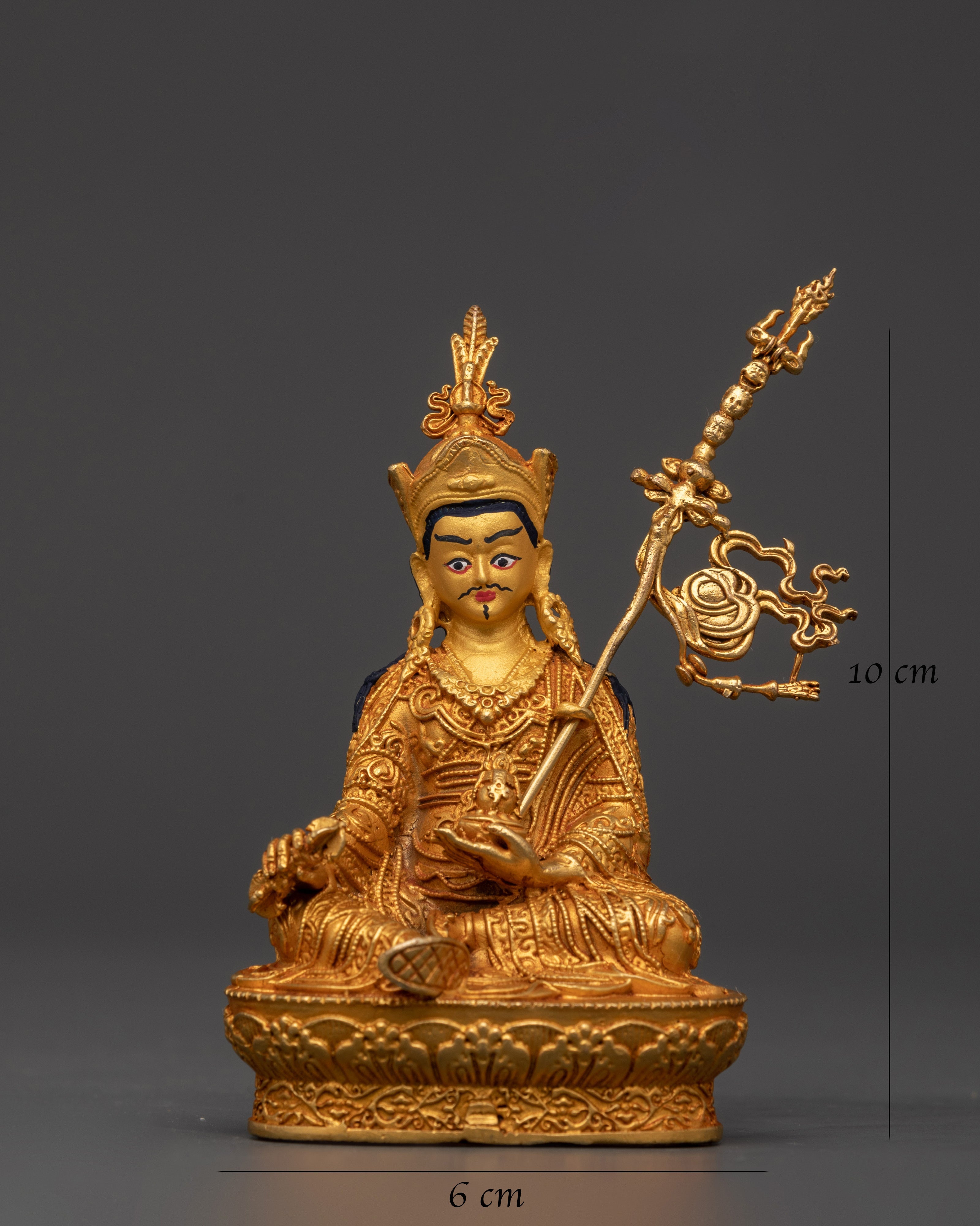 Guru Rinpoche Statue with Trident | Handcrafted Tibetan Master Sculpture