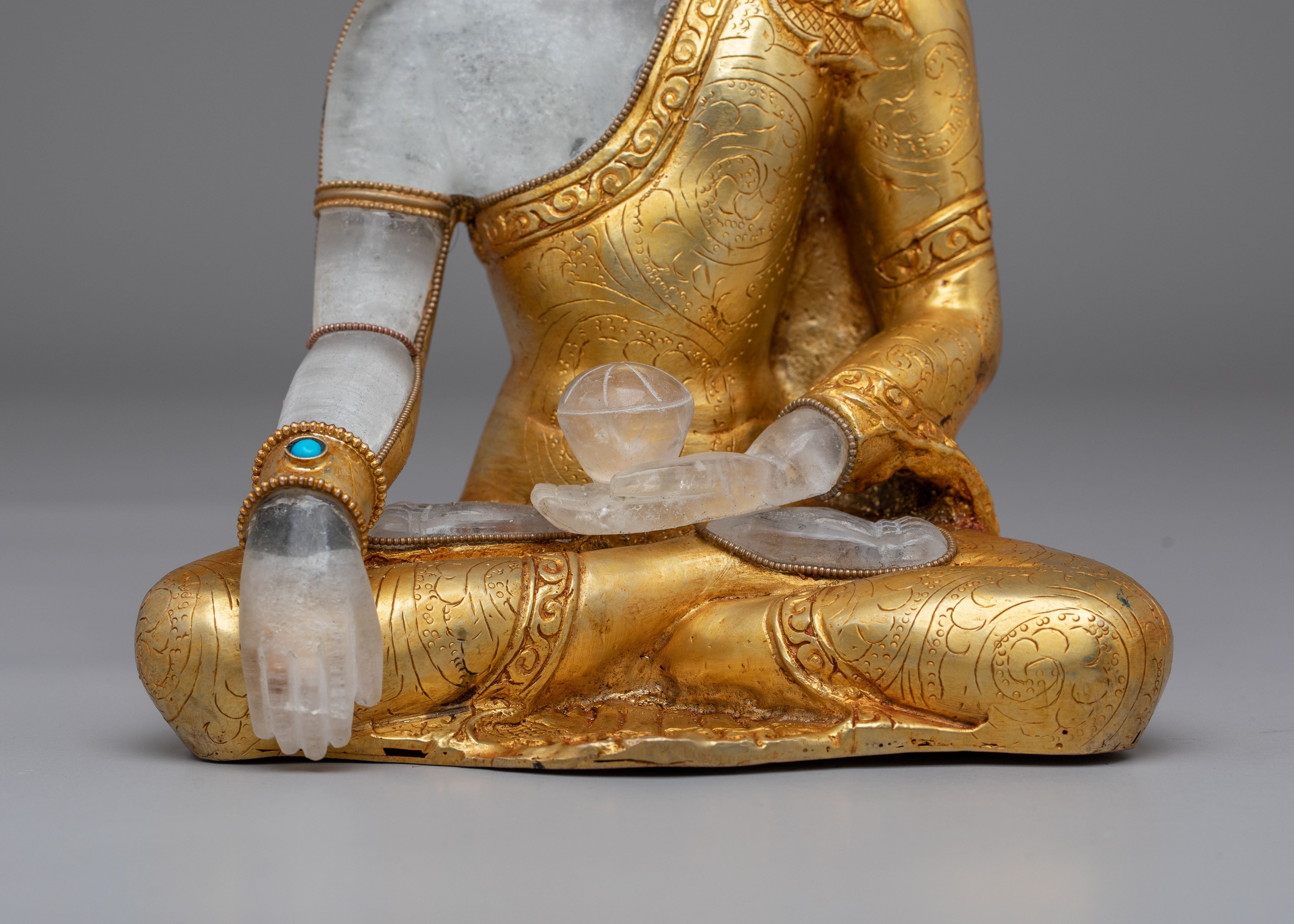 Tibetan Buddhist Shakyamuni Buddha Statue | Handcrafted Copper Crystal Artwork