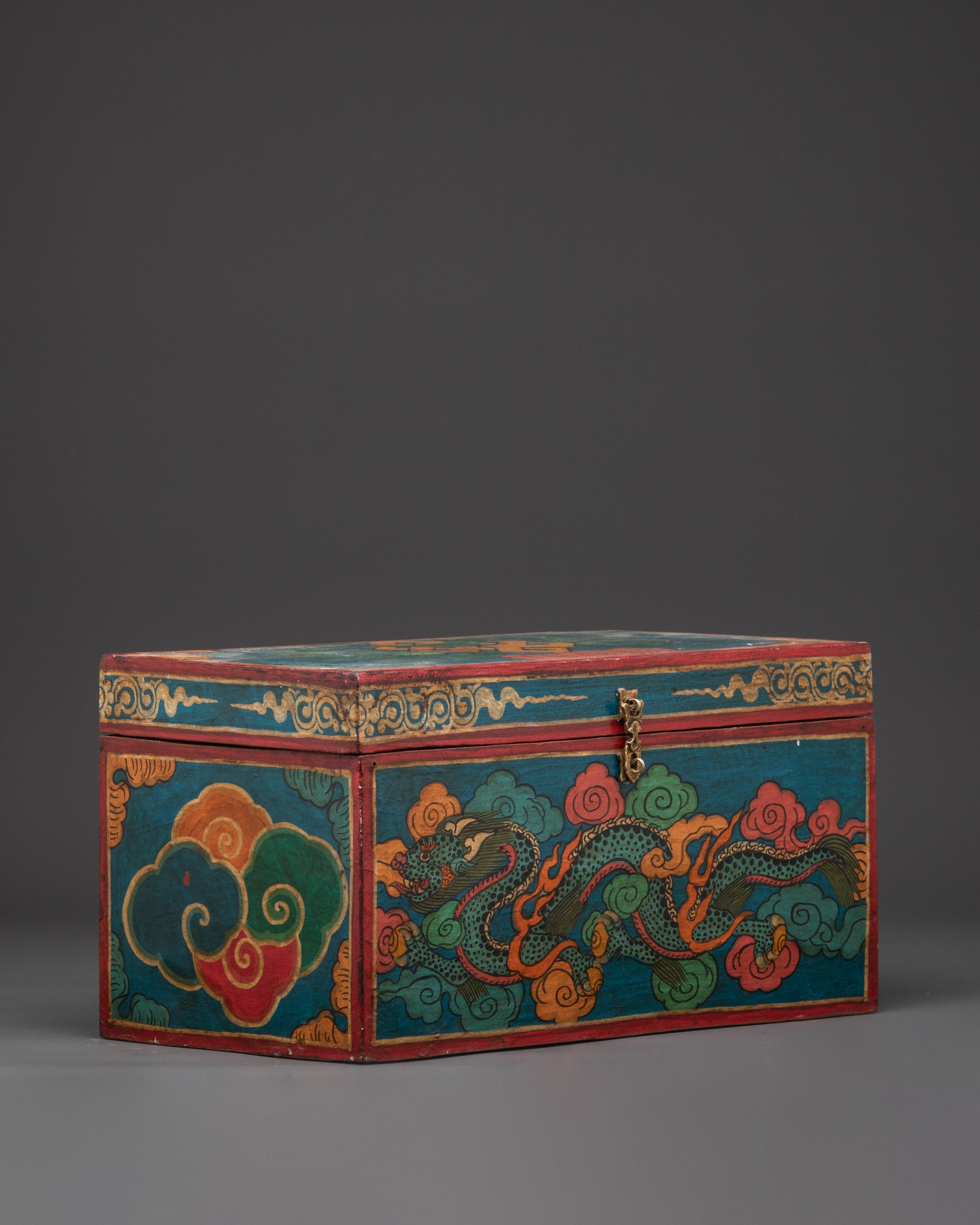 Handcrafted Tibetan Dragon Chest | Spiritual Storage for Temple or Meditation Decor