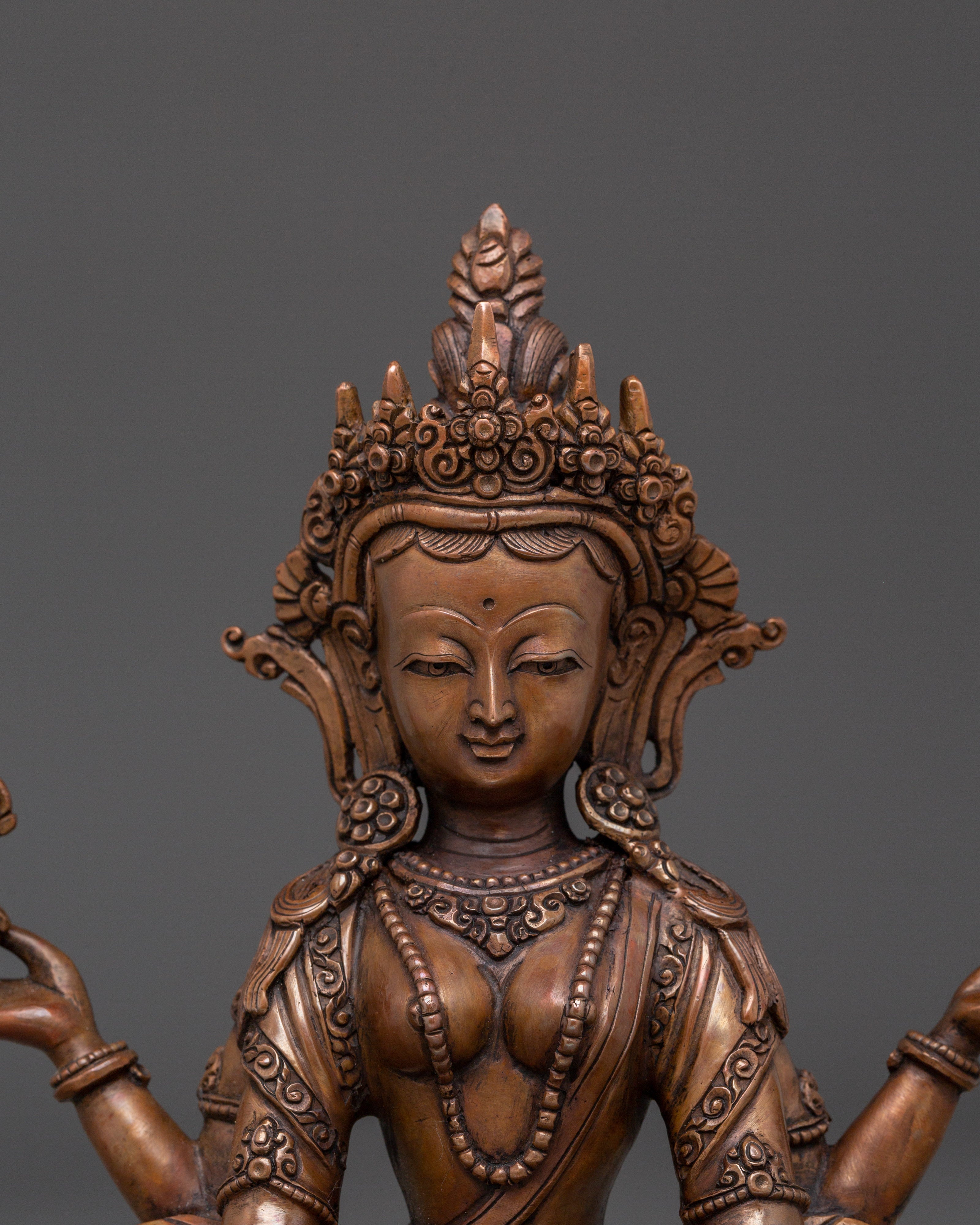 Oxidized Copper Body Prajna paramita Wisdom Statue | Spiritual Wisdom and Enlightenment