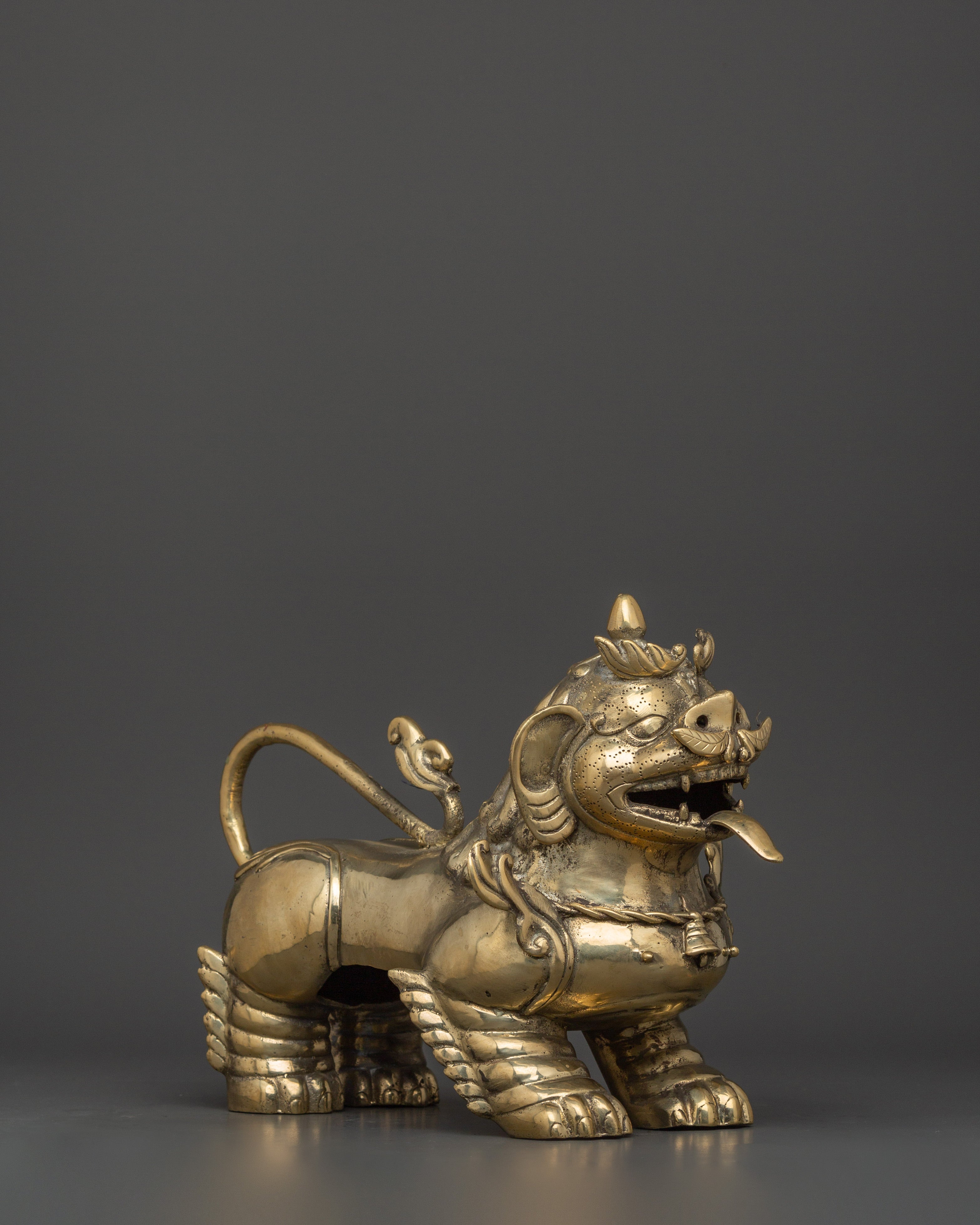 Handmade Tibetan Snow Lion Set | Brass Guardian Statues