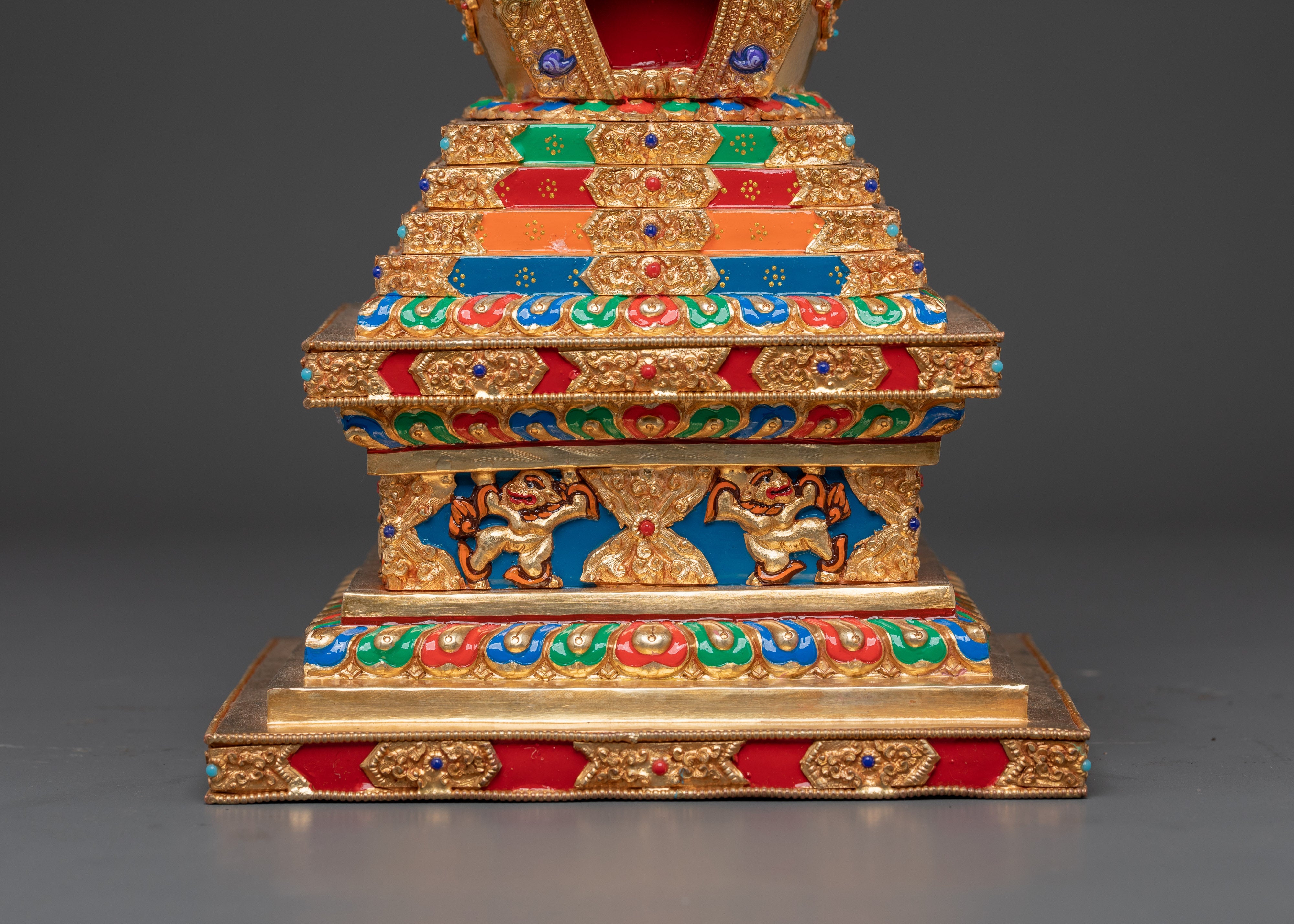 Himalayan Buddhist Copper Stupa | Sacred Shrine Decor