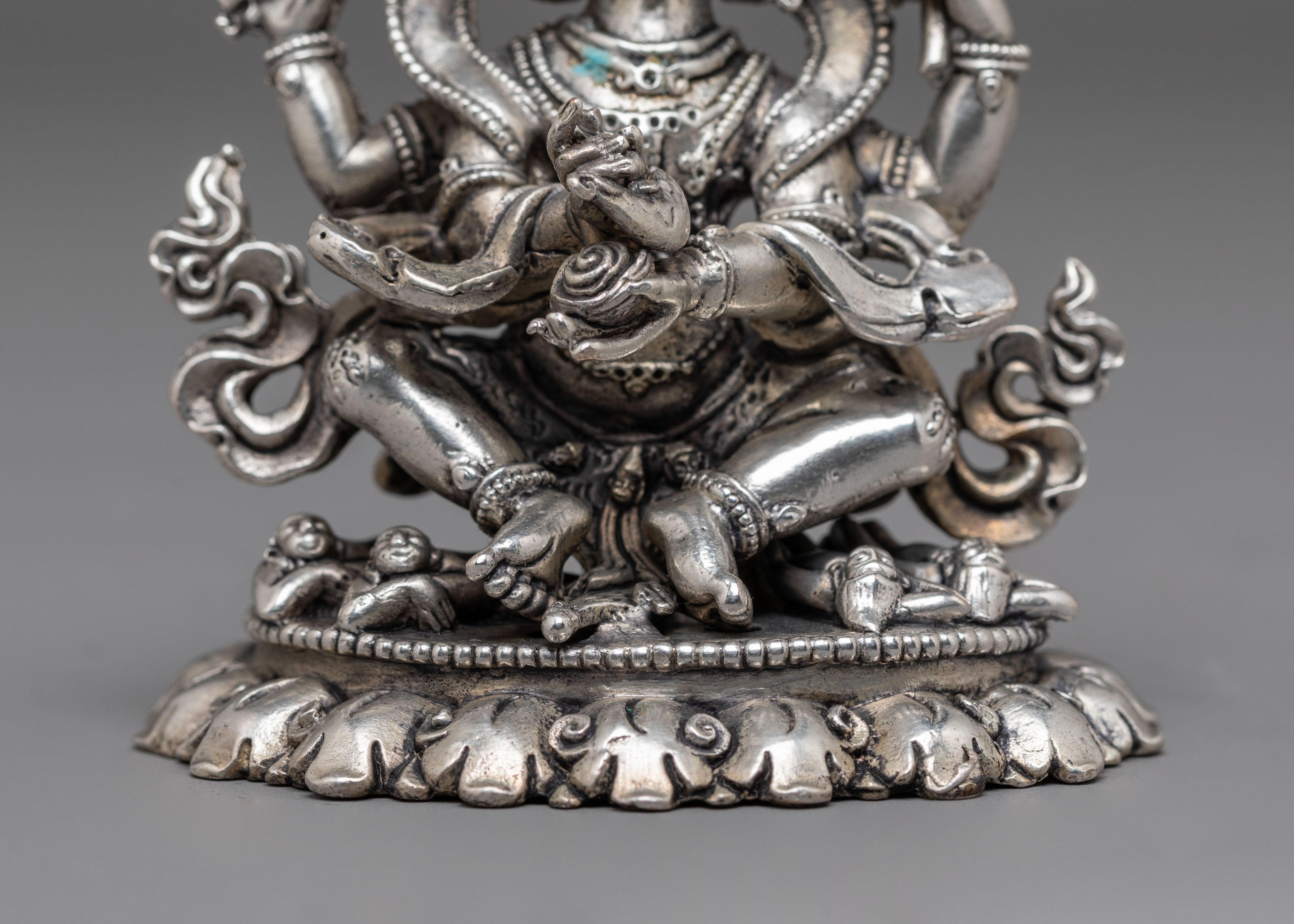 Tibetan Statue of 4 Armed Mahakala | Spiritual Protection Idol