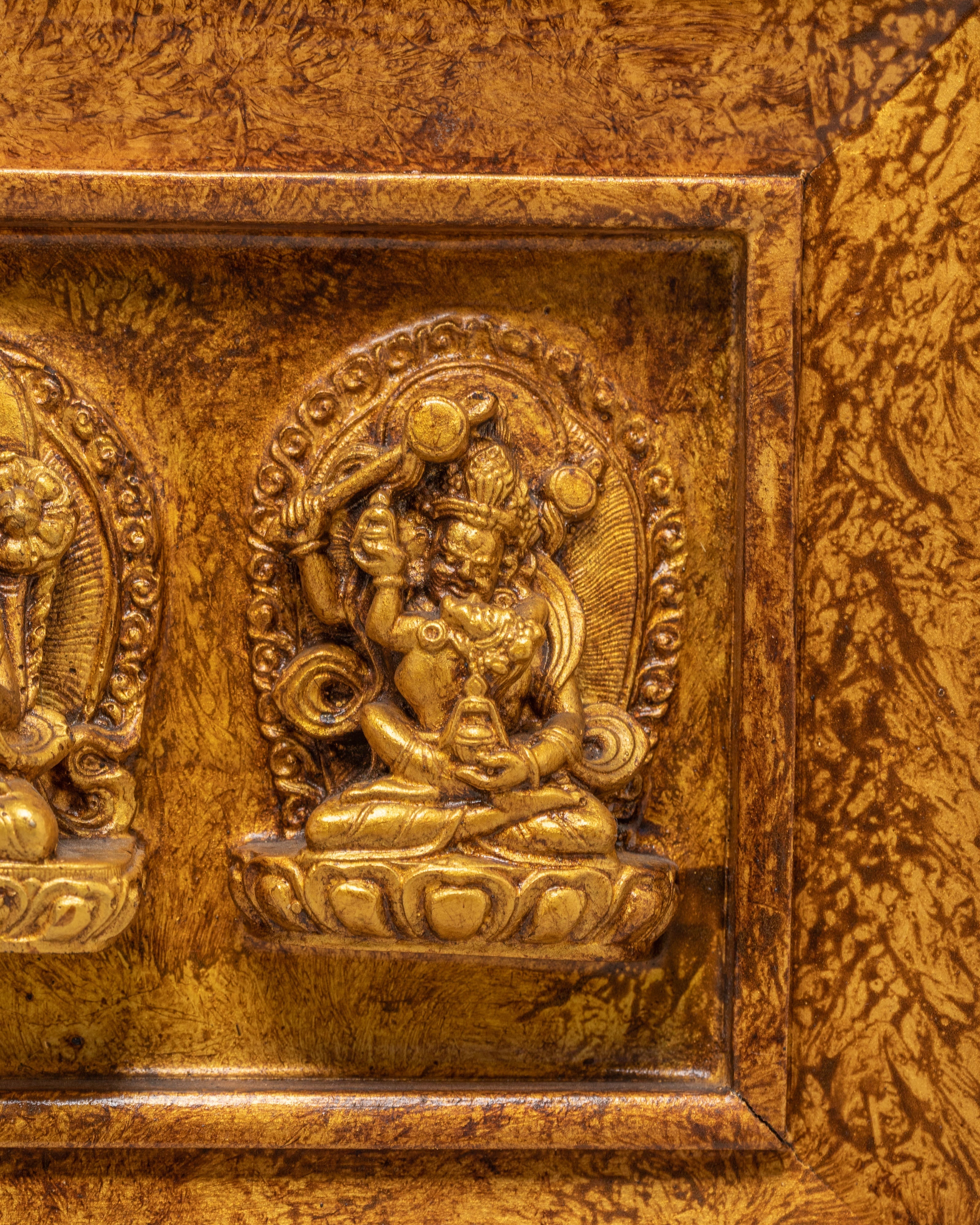 Handmade Wall Hanging with Meditational Deities | Spiritual Stone Dust Art