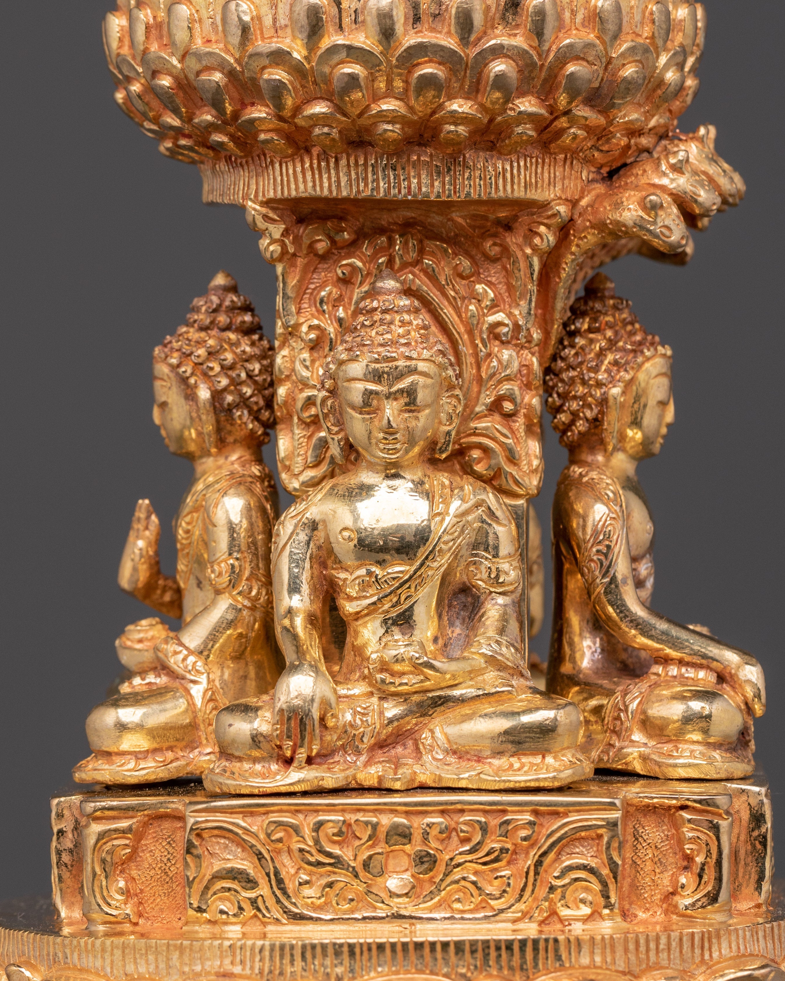 Handcrafted Tibetan Stupa Artifact | Gold Gilded Buddhist Shrine