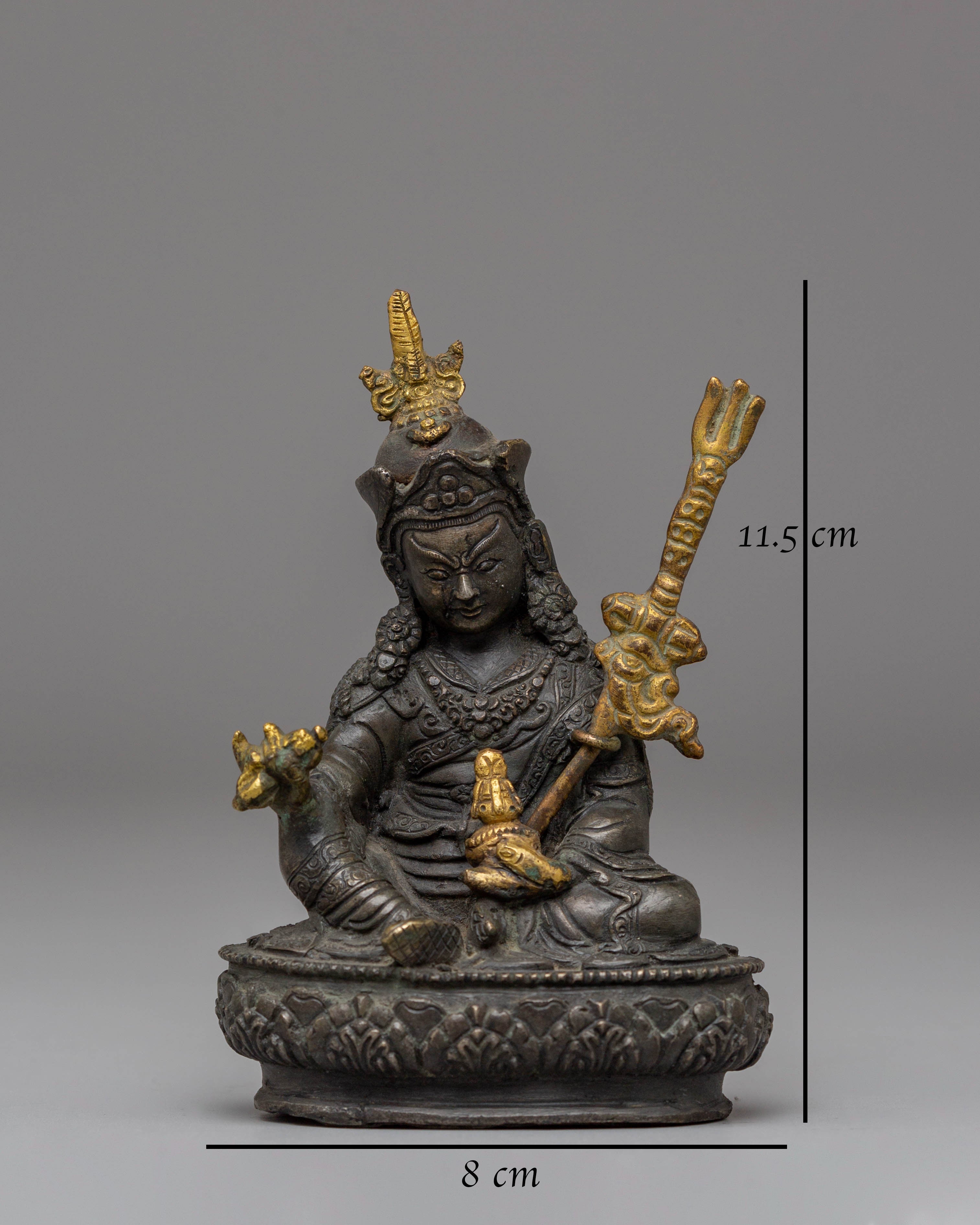 Guru Rinpoche Handmade Dark Oxidized Sculpture