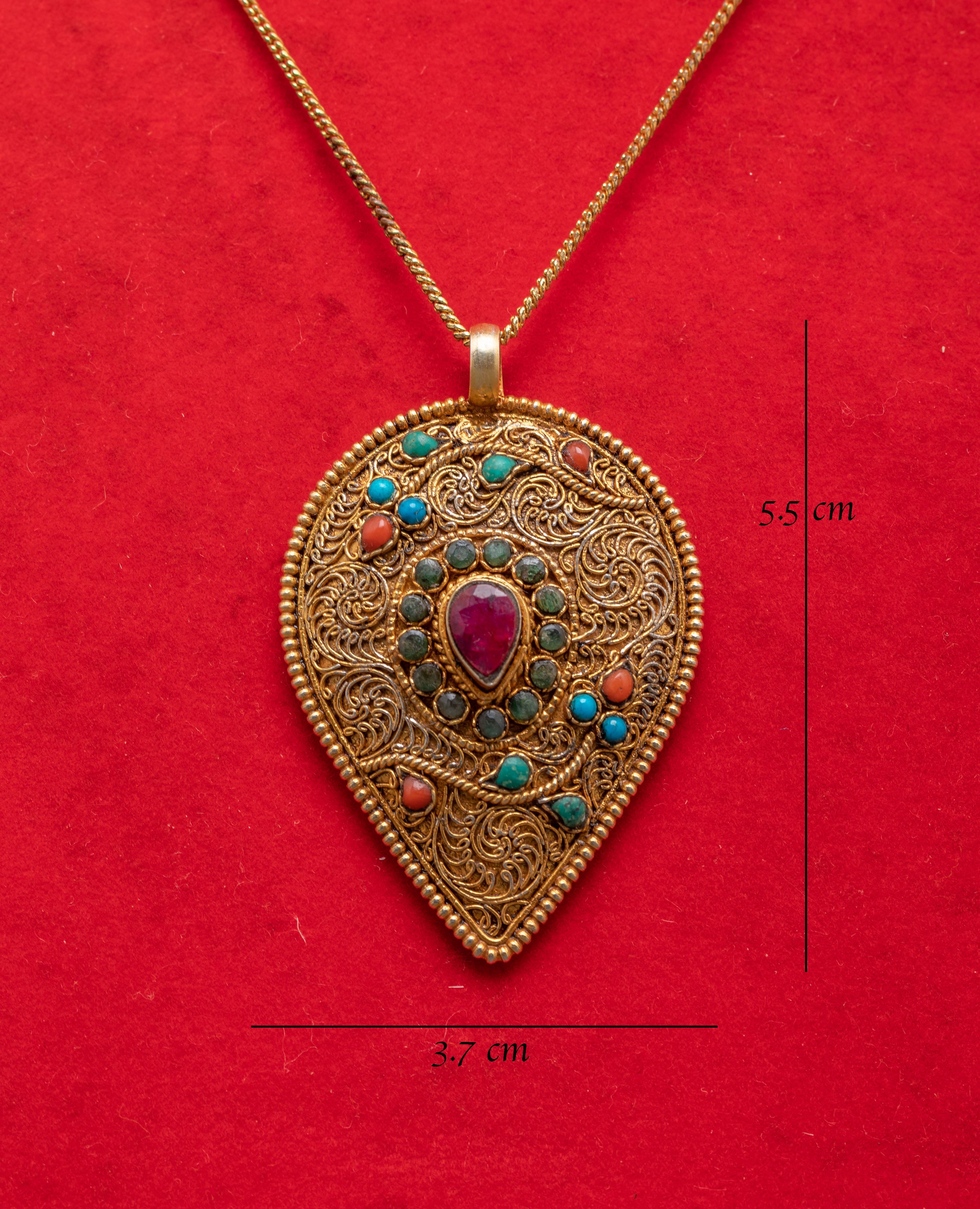 Panna Locket | Ruby Coral Turquoise Pendant