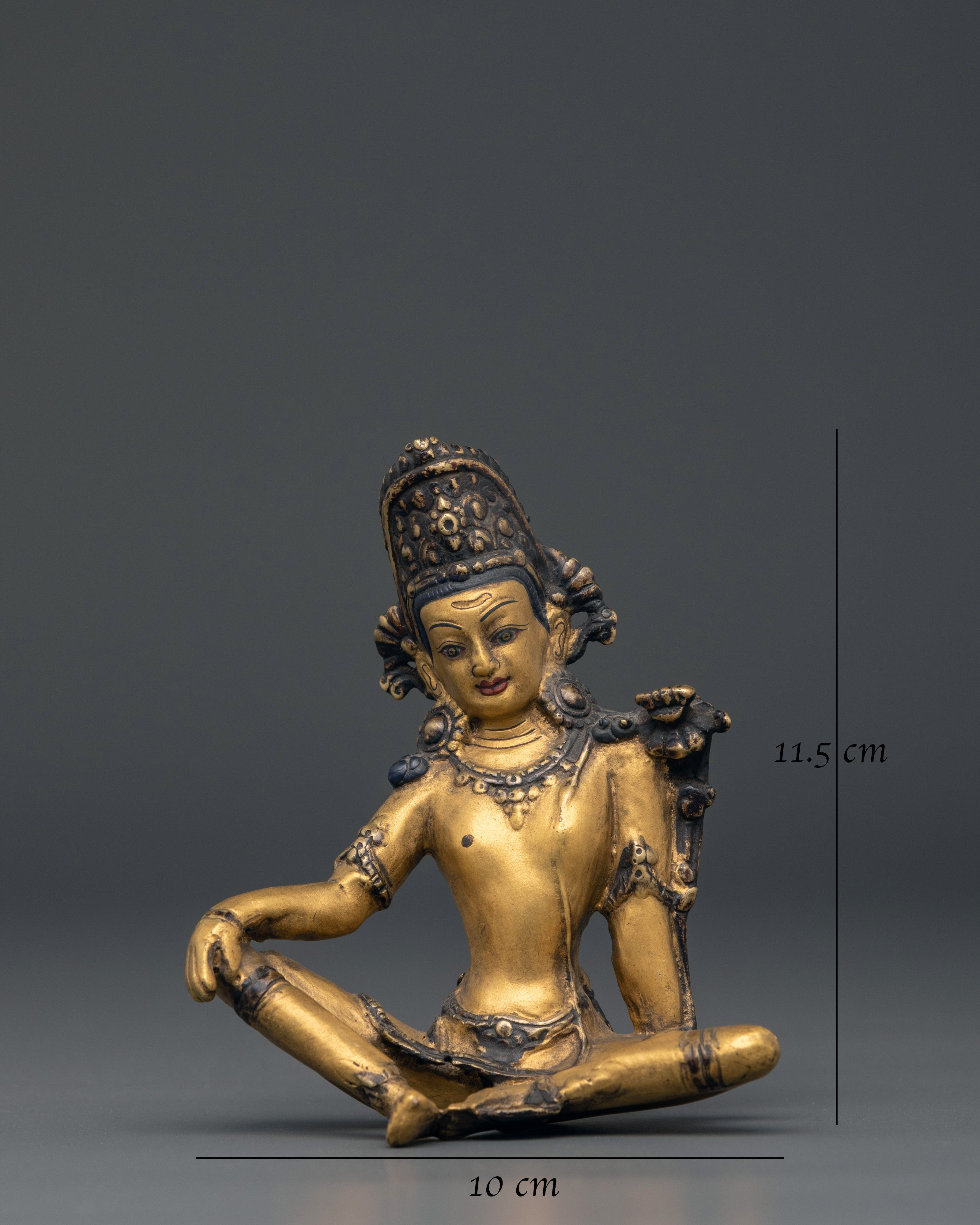 Handcrafted Indra Sculpture | Bronze and Gold Paint Hindu Deity Statue