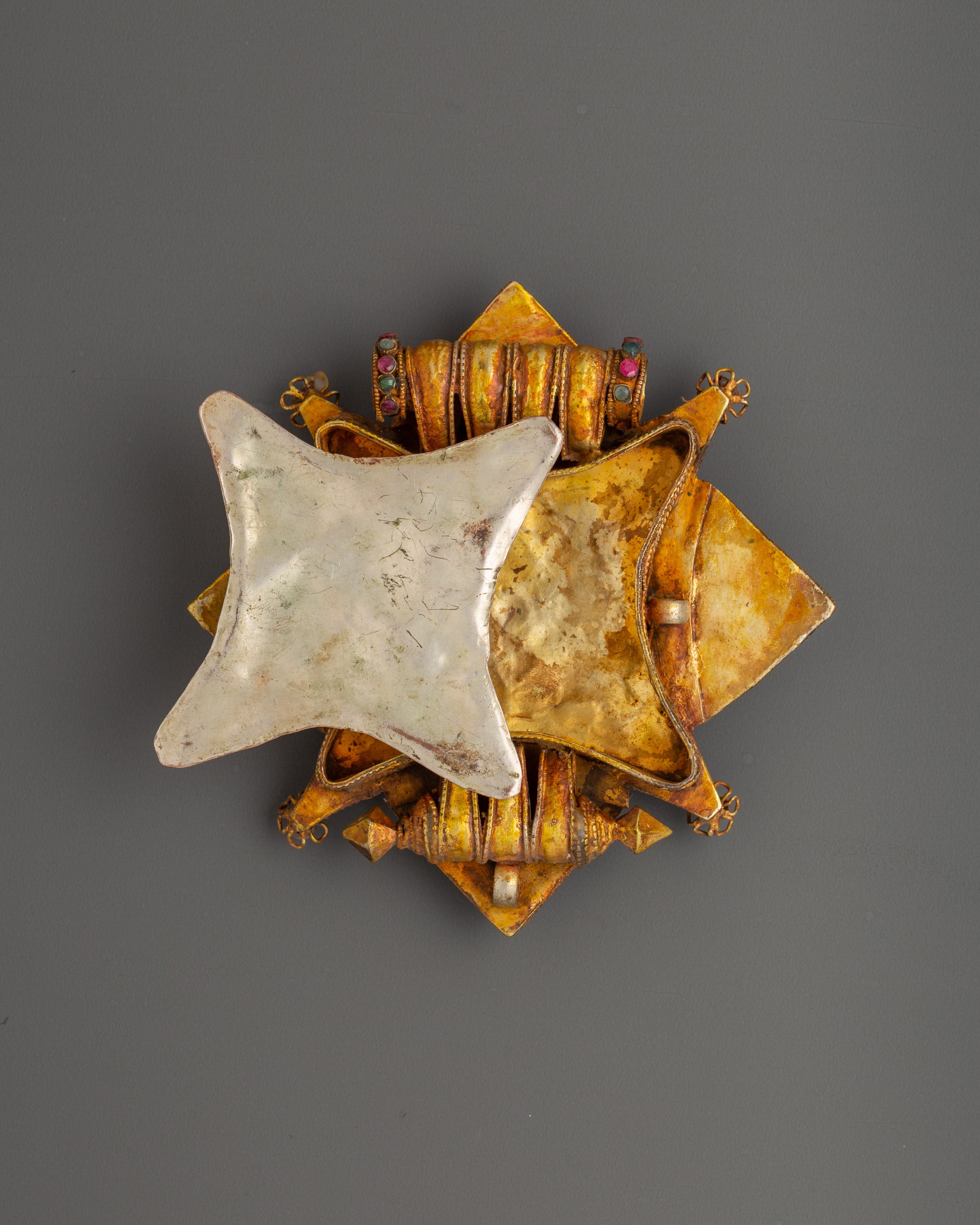 Tibetan Ghau Box Locket with Copper Body | Copper Body with Gold & Silver Plating