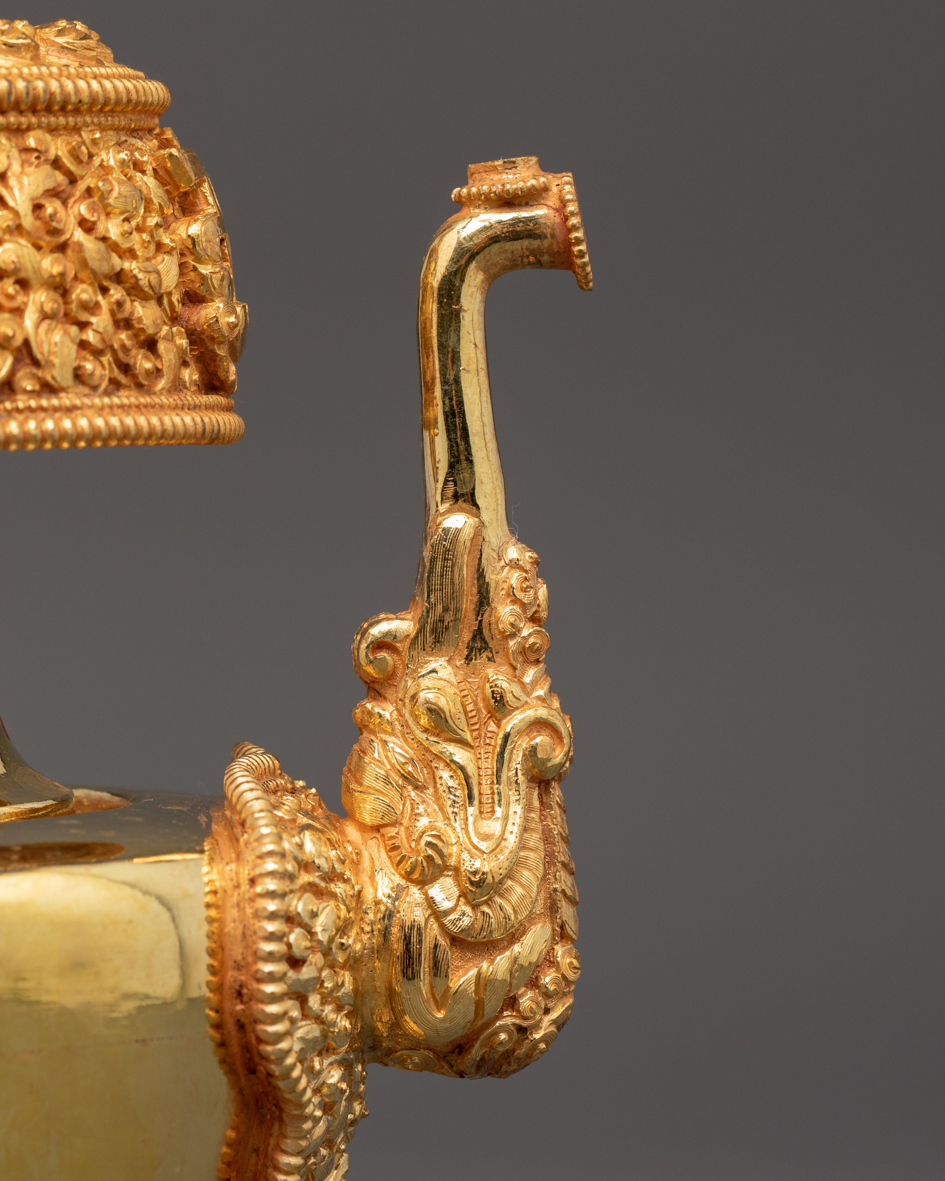 Large Gold-Plated Tibetan Bhumba Ritual Set | Spiritual Temple Decor