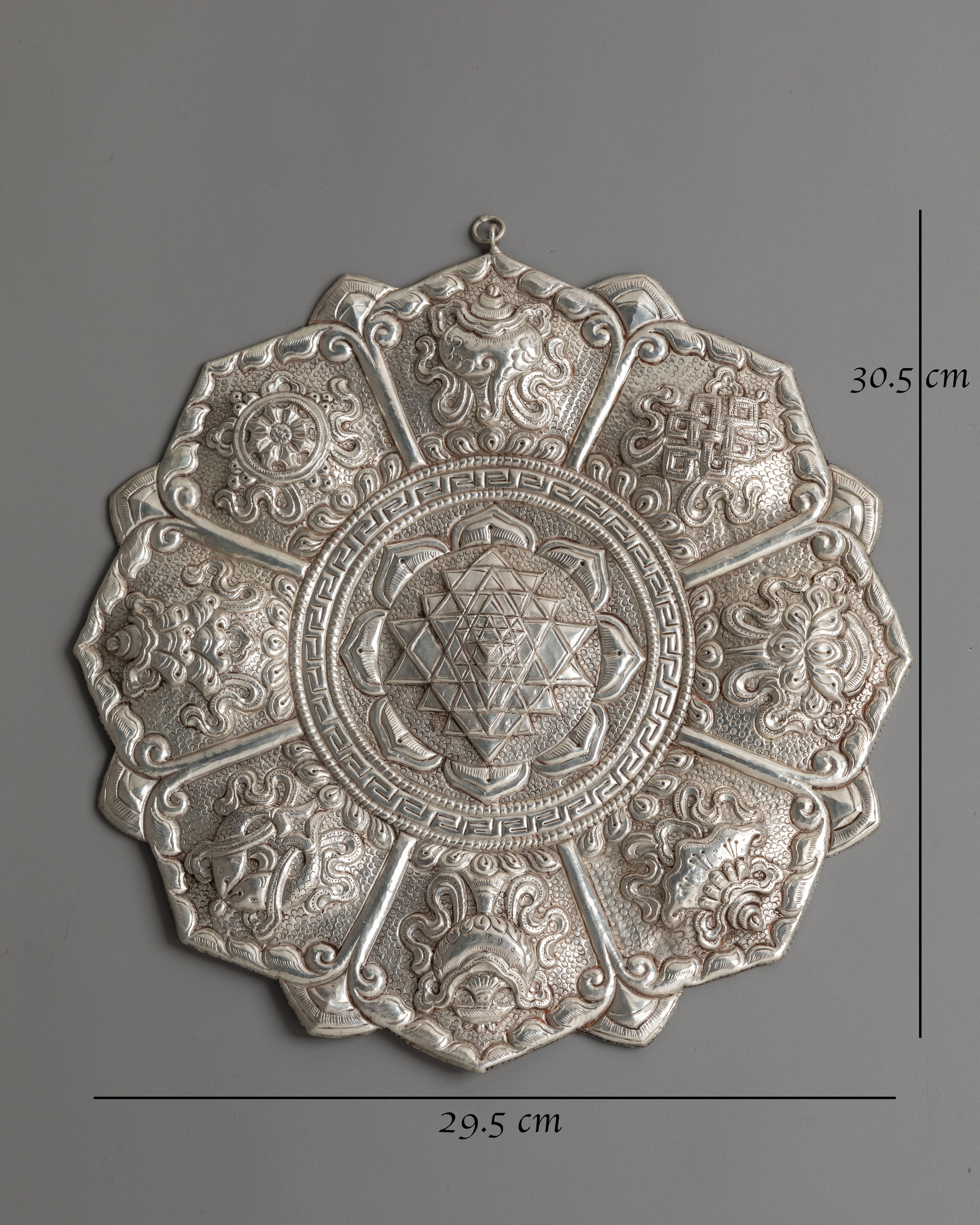 Sri Yantra Mandala Wall Art | Eight Auspicious Symbol Wall Hanging