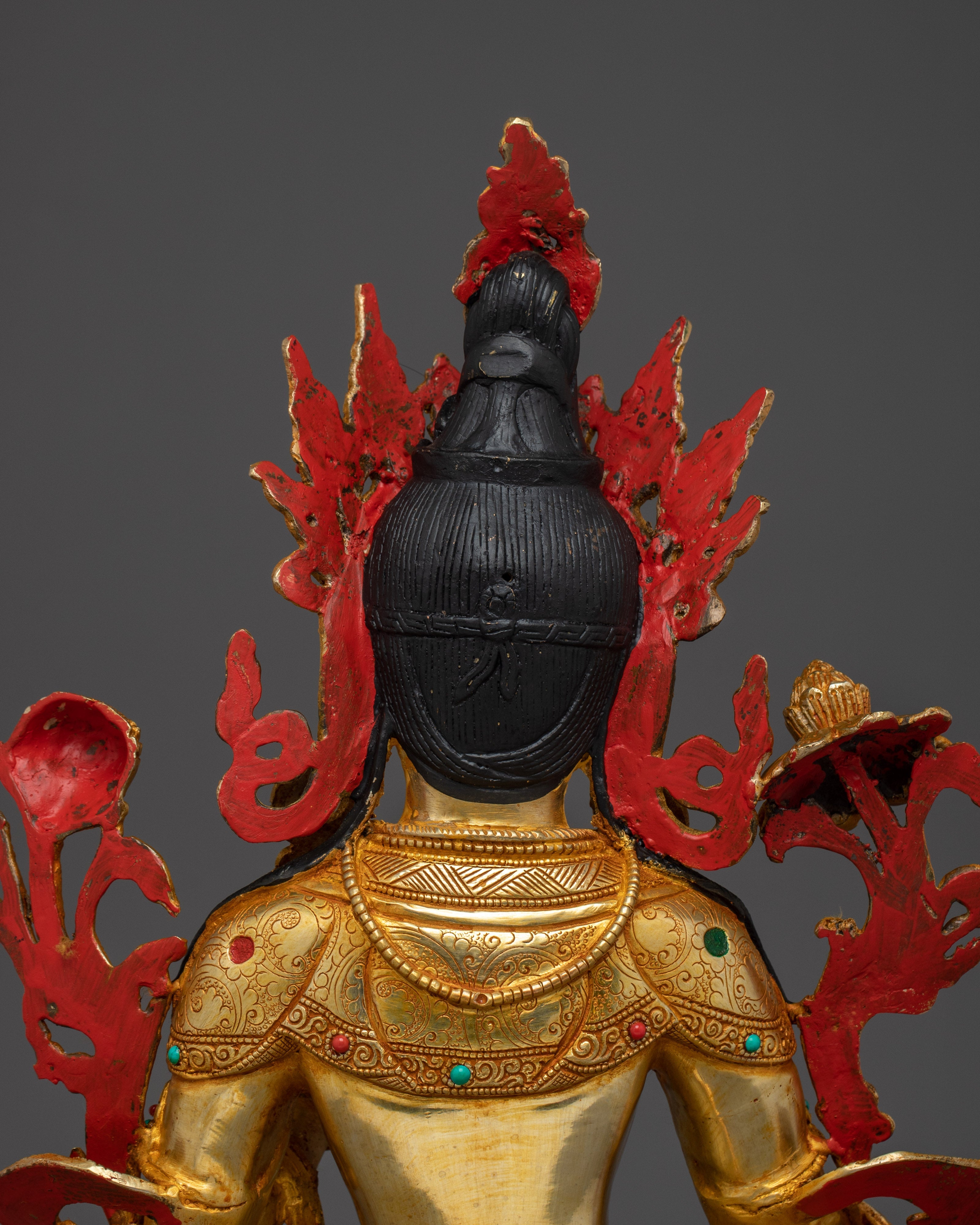 Handcrafted White Tara with Gemstones | Copper Sculpture of Healing & Longevity