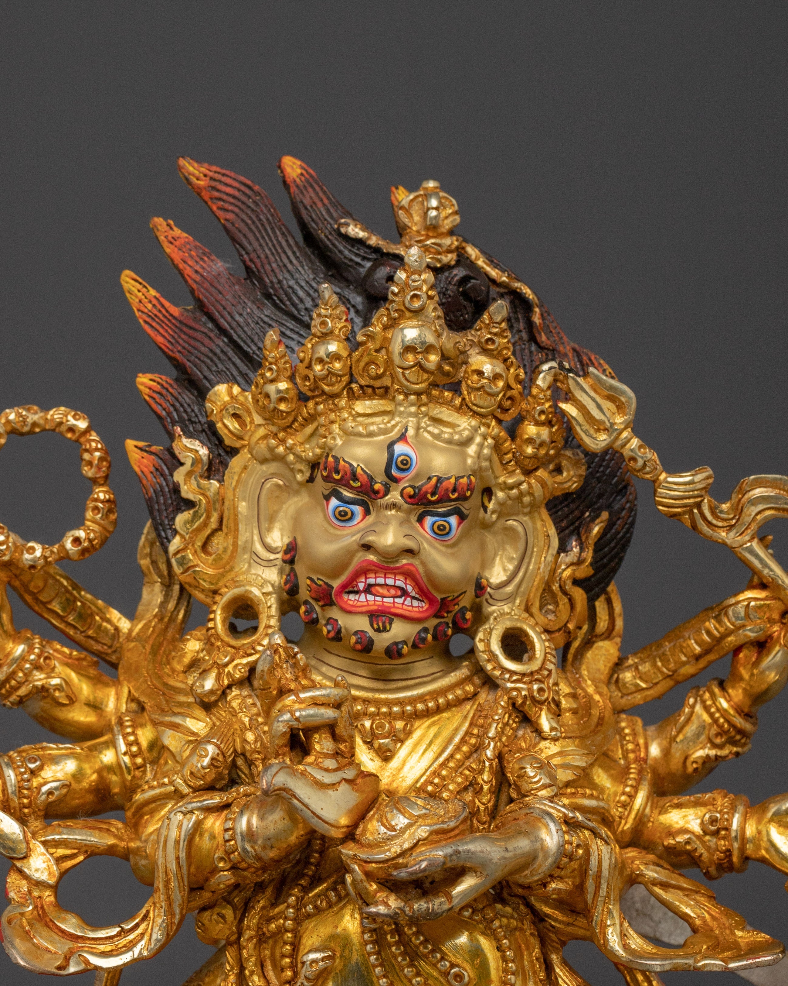 Handcrafted  Six Armed Mahakala Statue for Meditation | Fierce Buddhist Protector