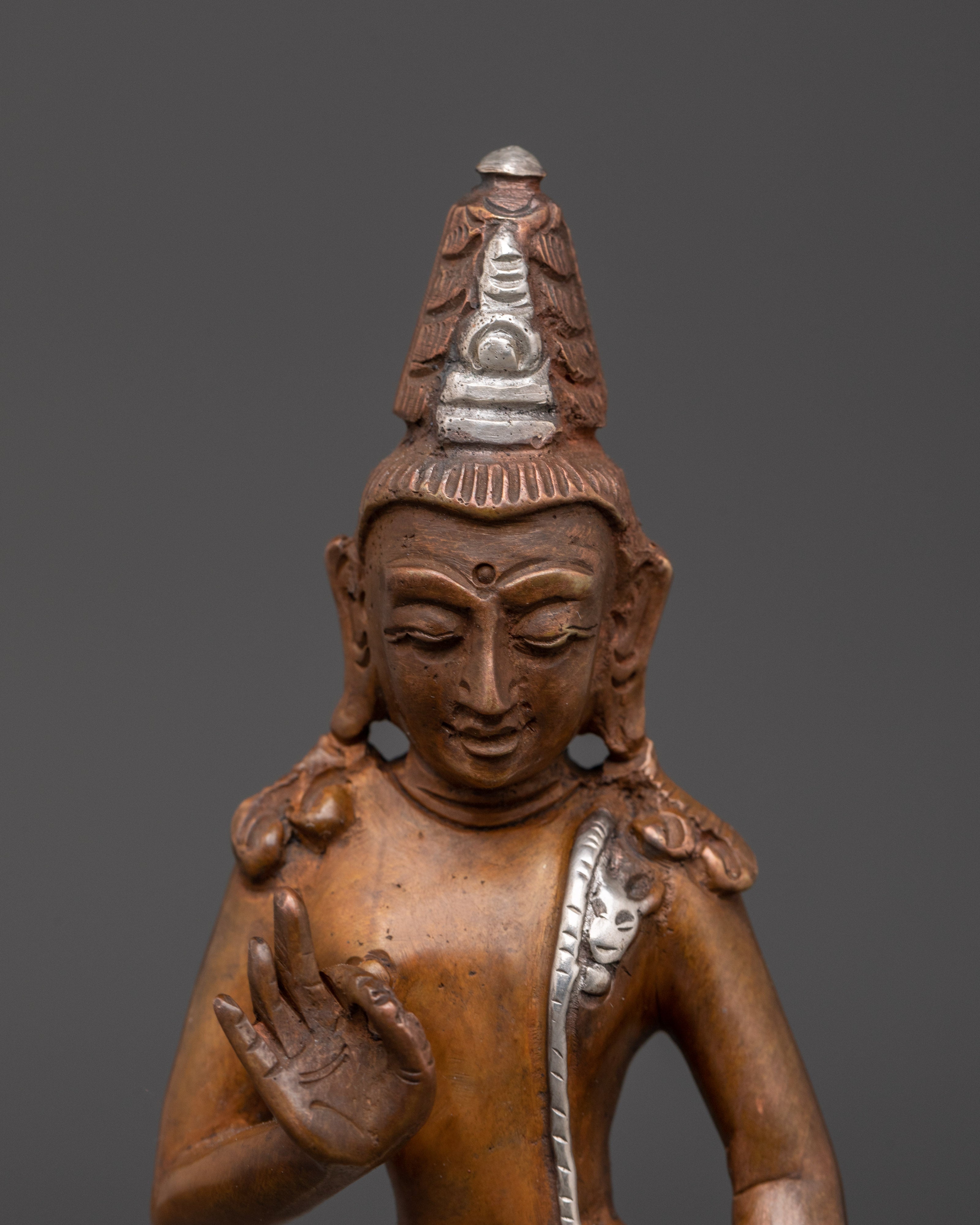 Lokeshwor Handmade statue | Silver Plated Buddhist Deity
