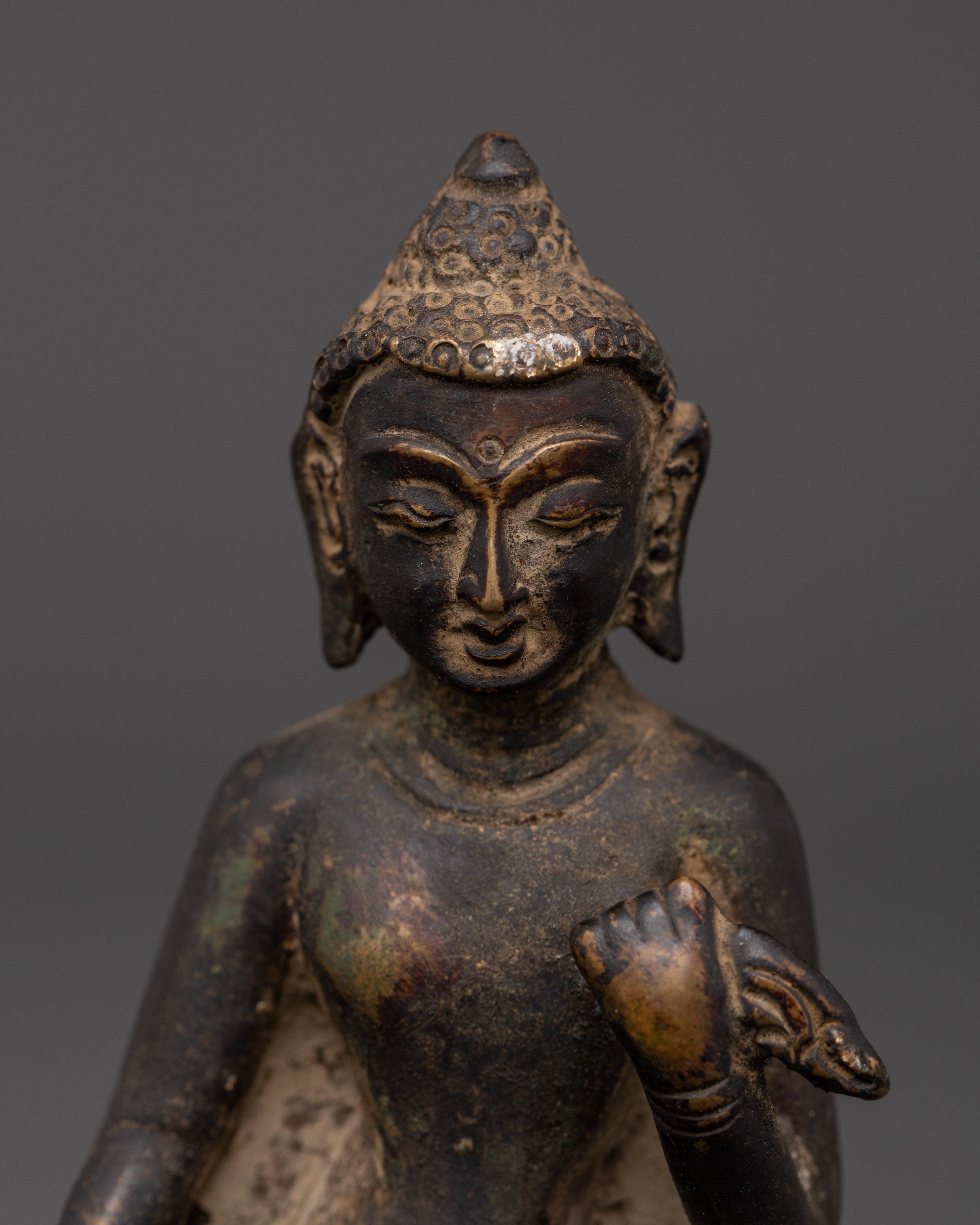 Handmade Dipankara Buddha Figurine | Copper Statue with Antique Finish