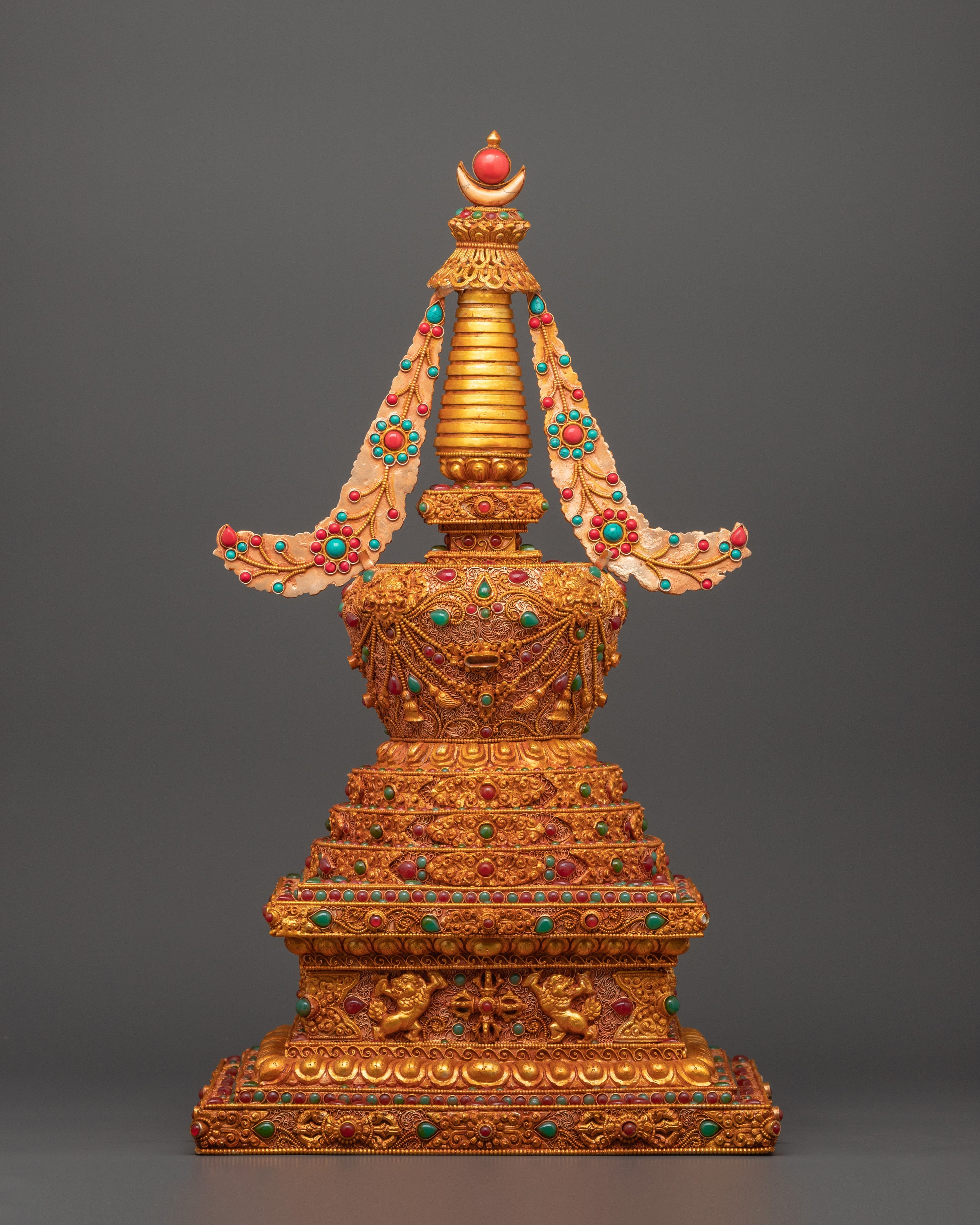 Tibetan Stupa with coral | Spiritual Home Decor
