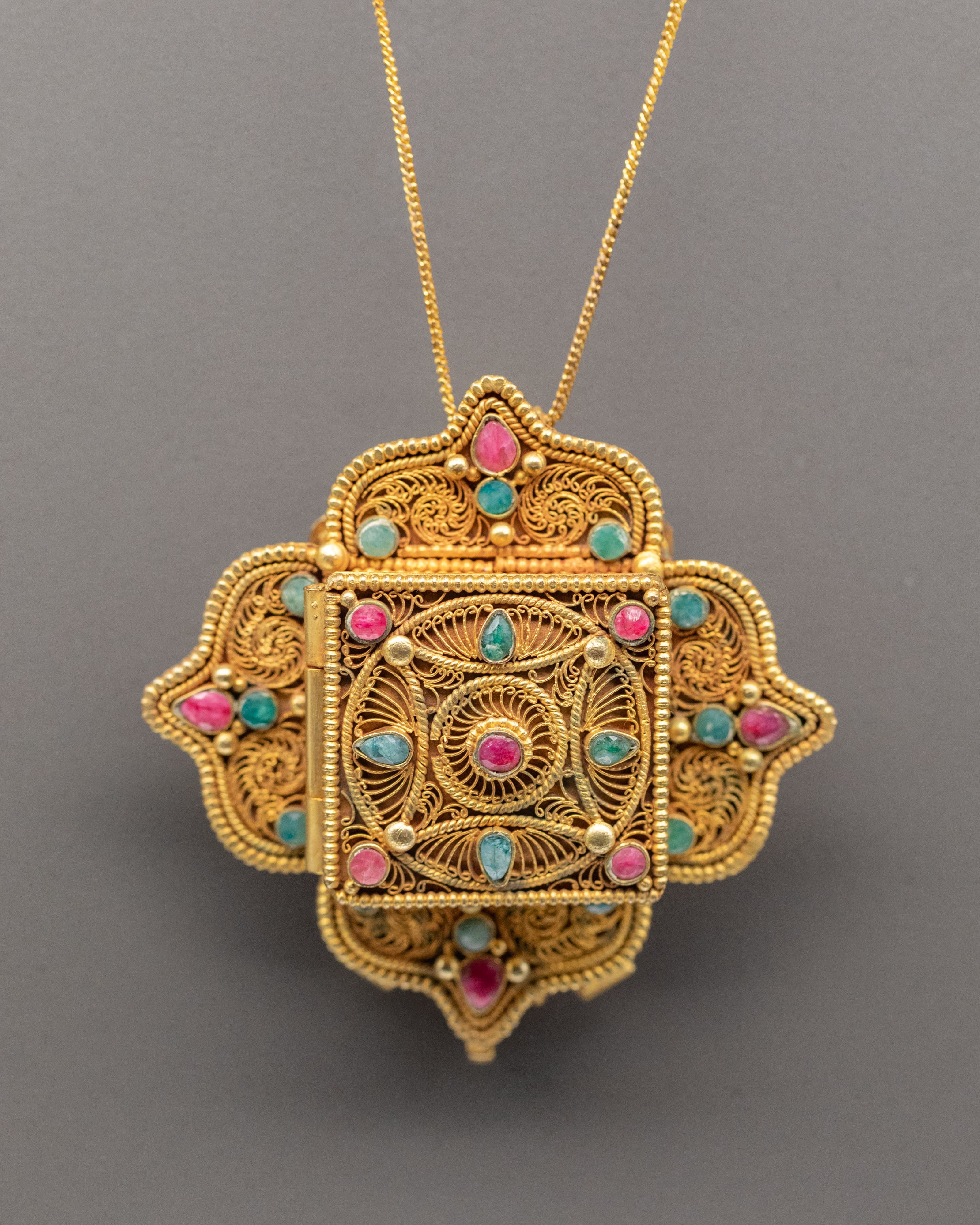Handcrafted Tibetan Ghau Box Pendant | Himalayan Art